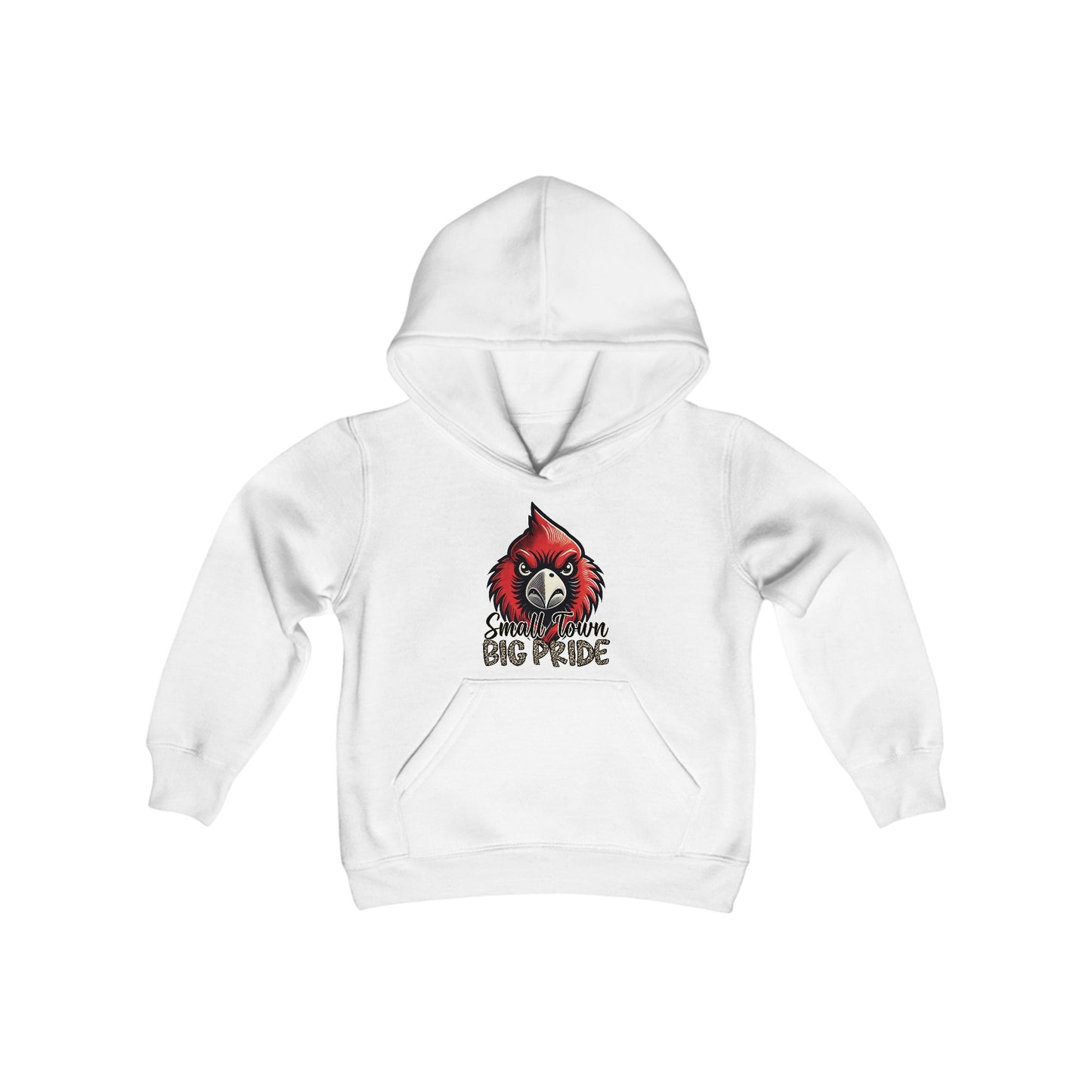 Small Town Big Pride Leopard Text - Youth Heavy Blend Hooded Sweatshirt