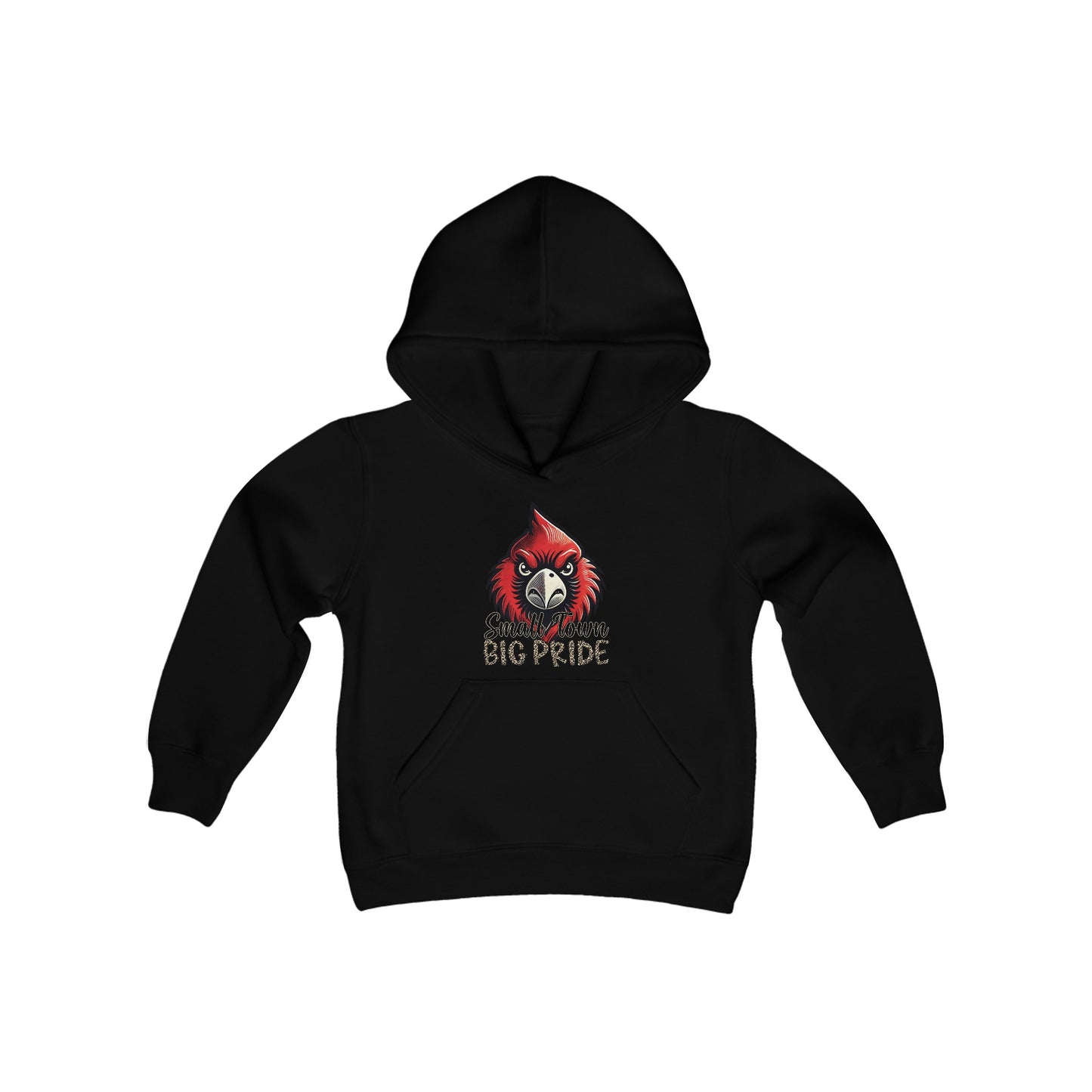 Small Town Big Pride Leopard Text - Youth Heavy Blend Hooded Sweatshirt
