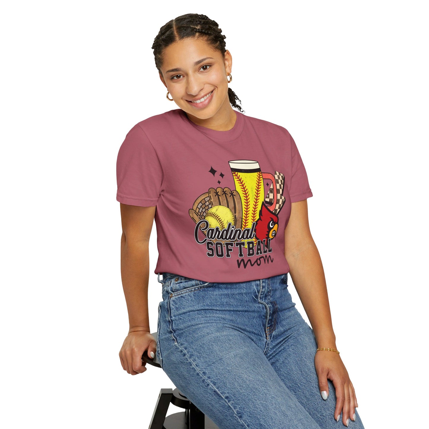 Cardinal Softball Mom - Comfort Colors T-shirt
