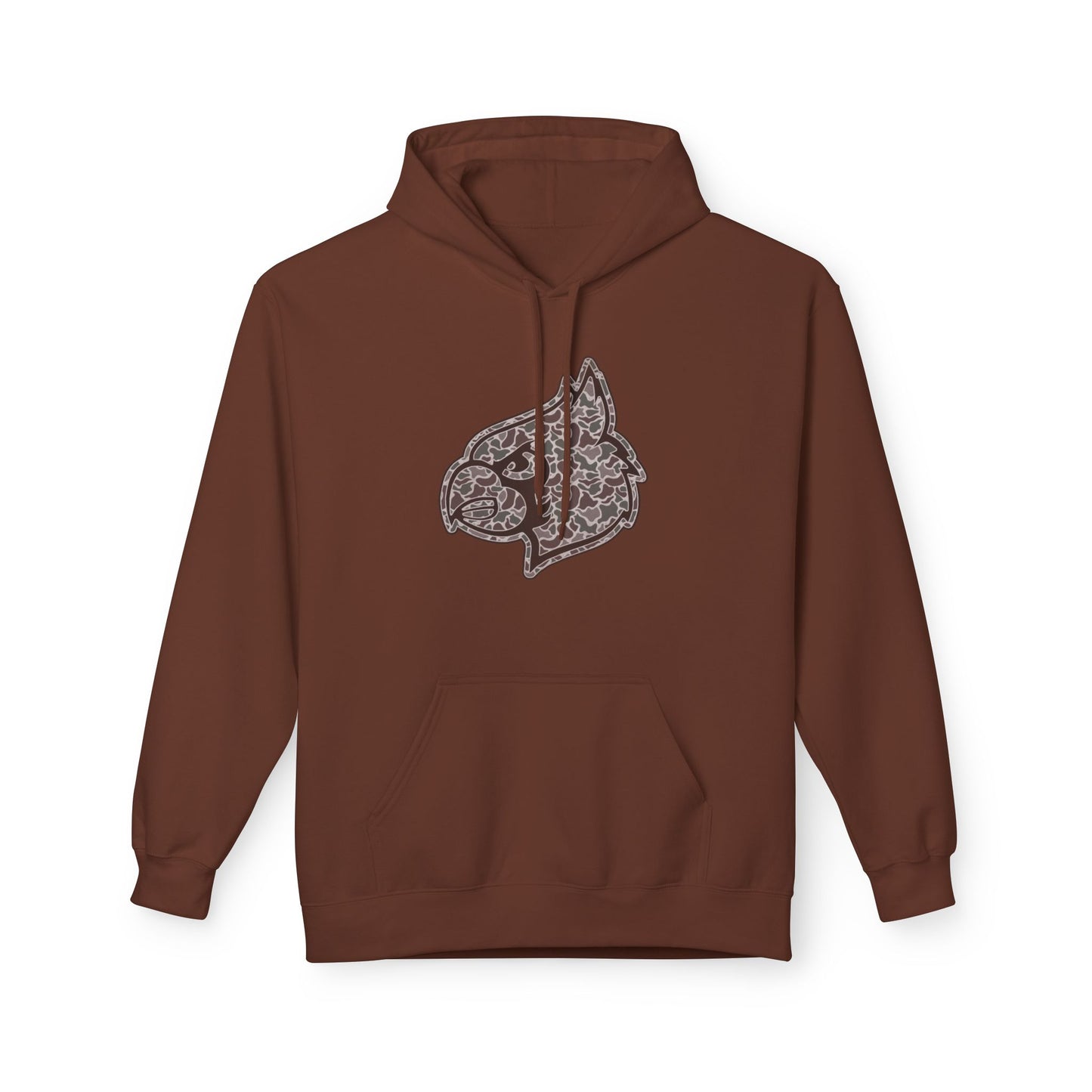 Old School Camo Cardinal Mascot - Midweight Softstyle Fleece Hoodie