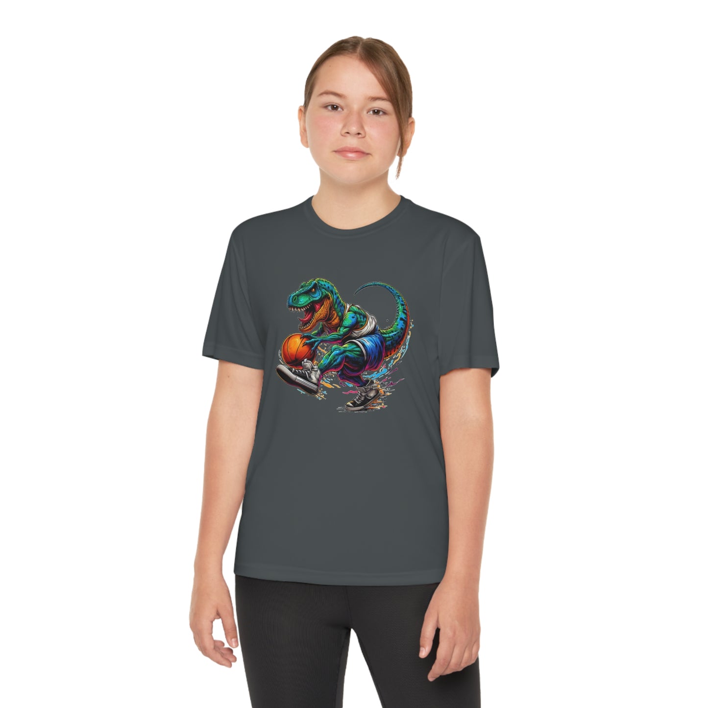 Basketball Dinosaur - Youth Sport-Tek® Competitor™ Tee