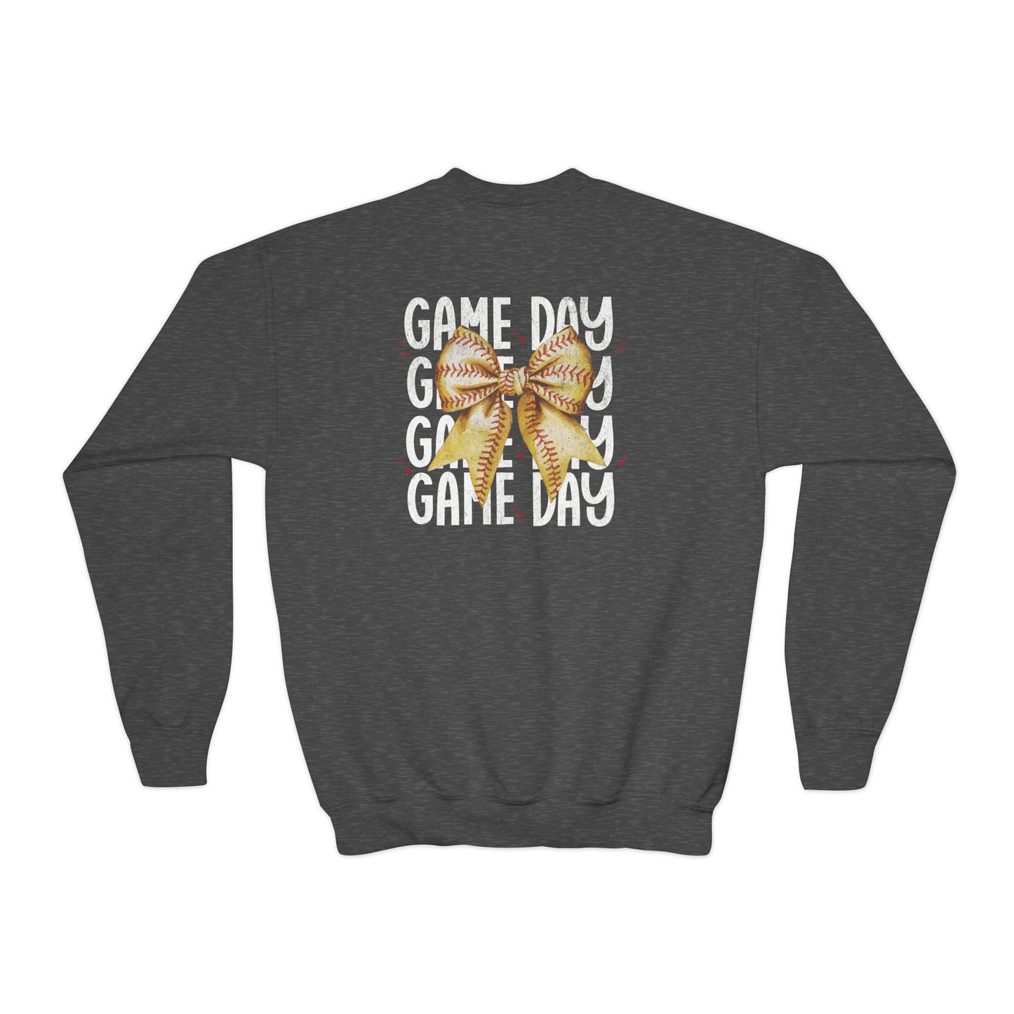 Game Day Softball Coquette - Youth Crew Sweatshirt