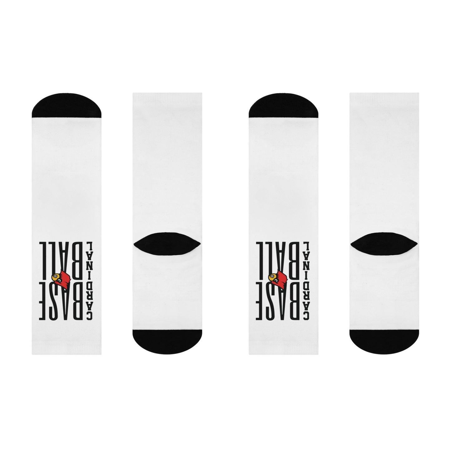 Cardinal Baseball - White Cushioned Crew Socks