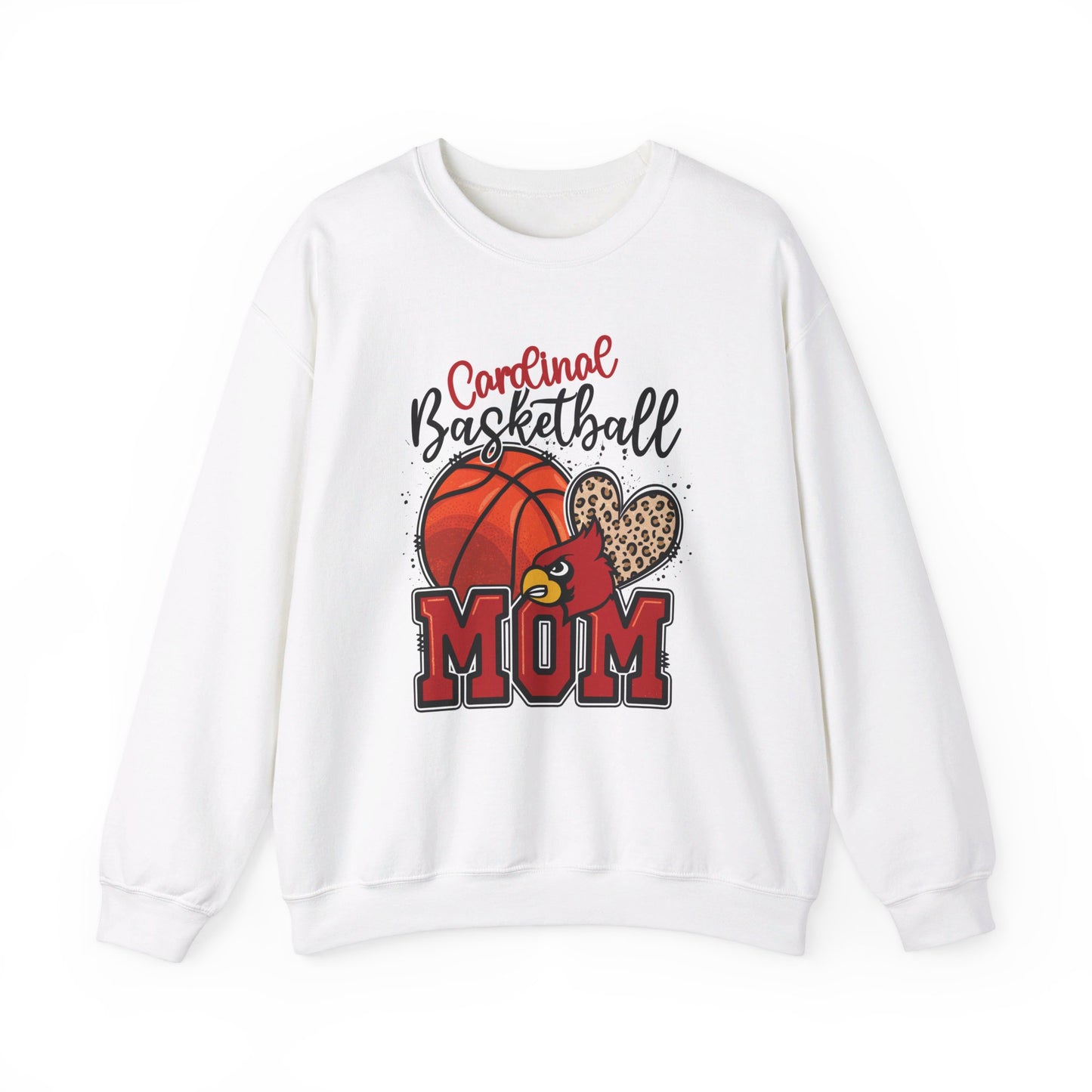 Cardinal Basketball Mom Leopard - Unisex Heavy Blend™ Crewneck Sweatshirt
