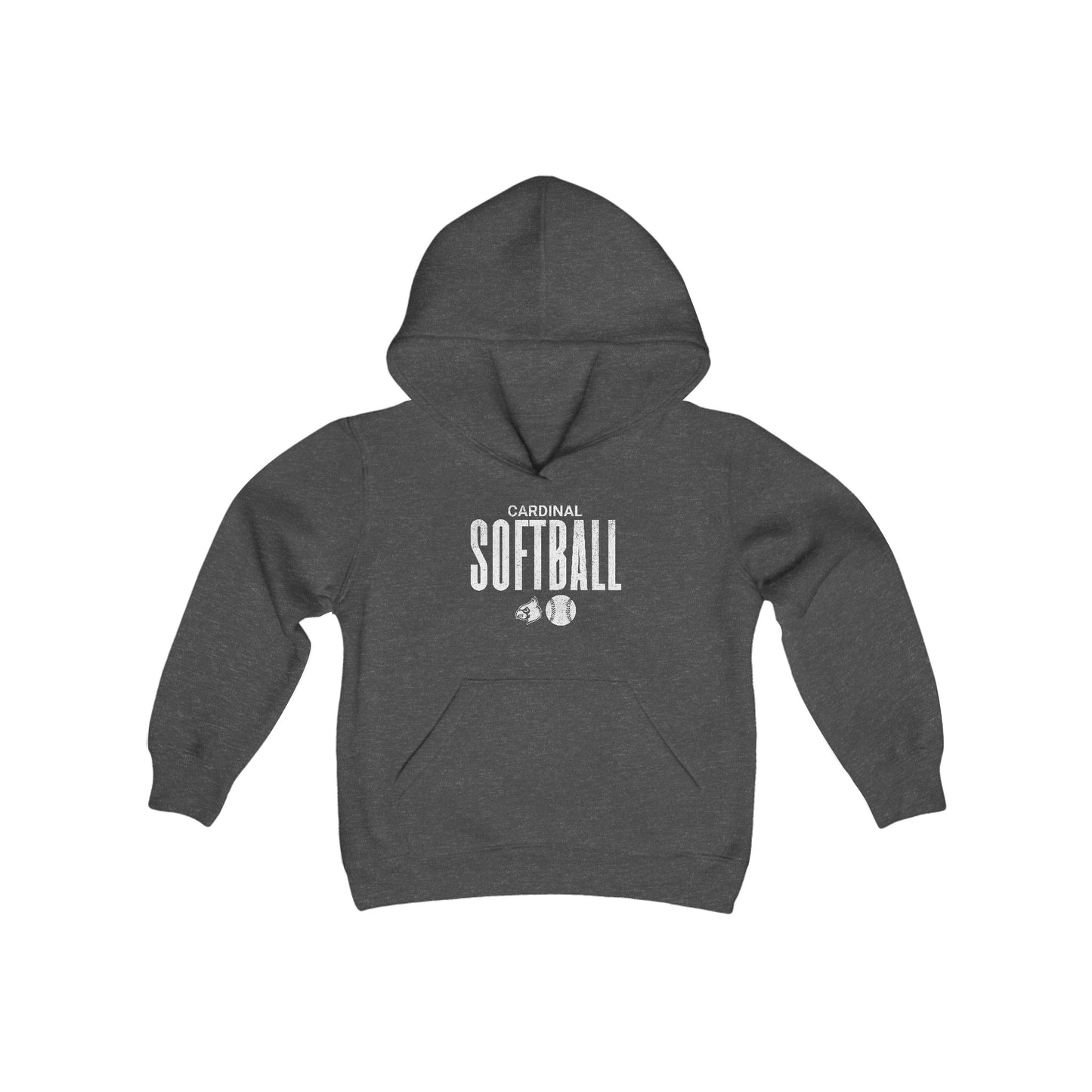 Vintage Cardinal Softball - Youth Heavy Blend Hooded Sweatshirt