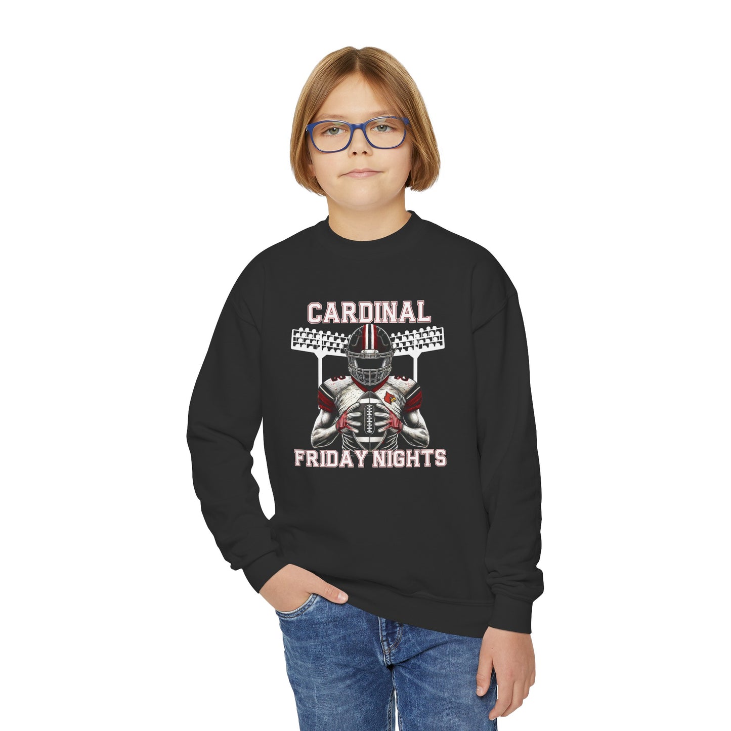 Cardinal Friday Nights Football - Youth Crew Sweatshirt