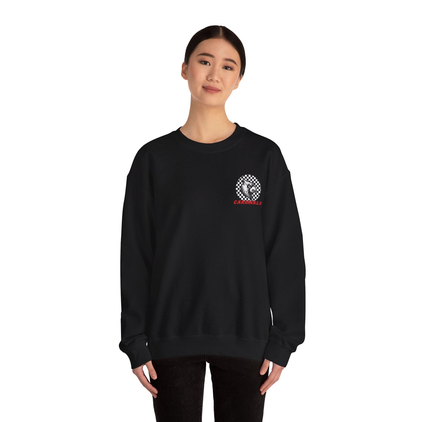 Black and White Checkered Cardinal - of Unisex Heavy Blend™ Crewneck Sweatshirt