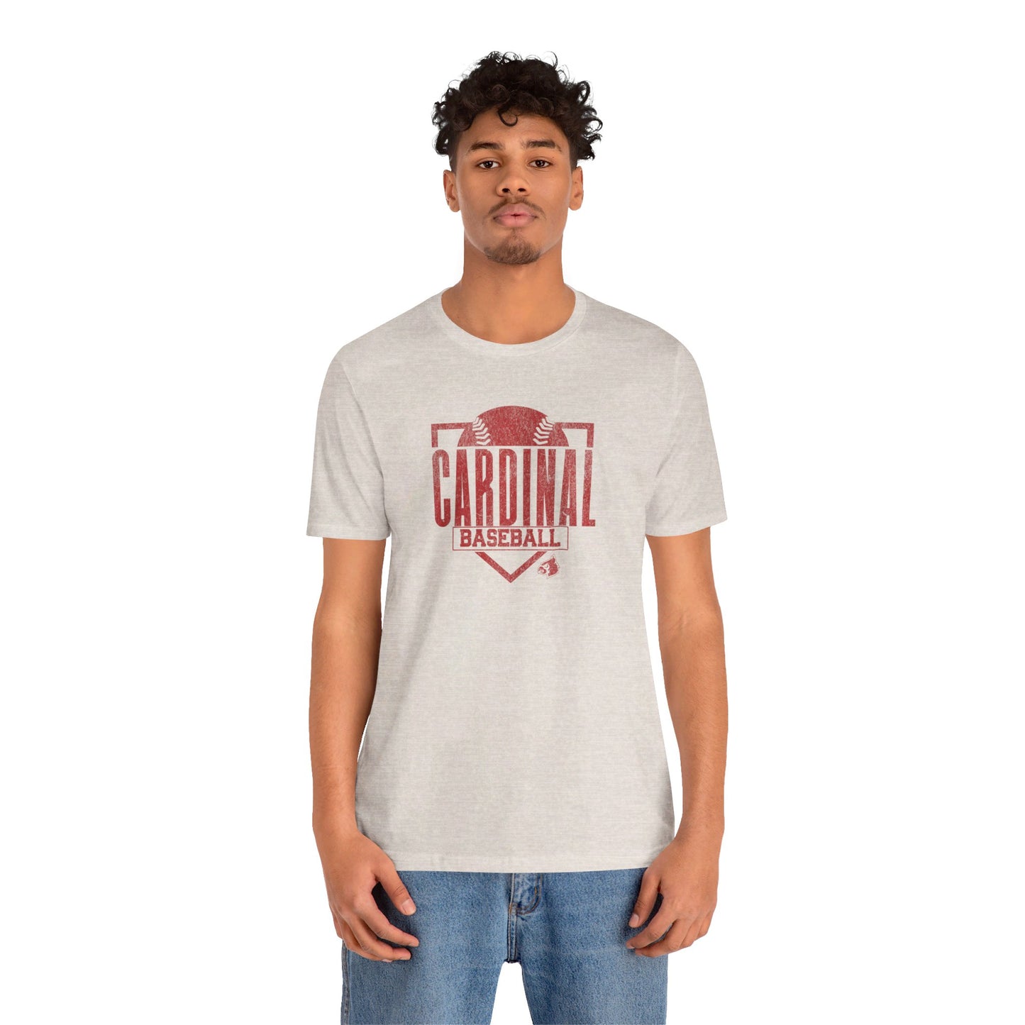 Vintage Cardinal Baseball Plate - Bella + Canvas Short Sleeve Tee