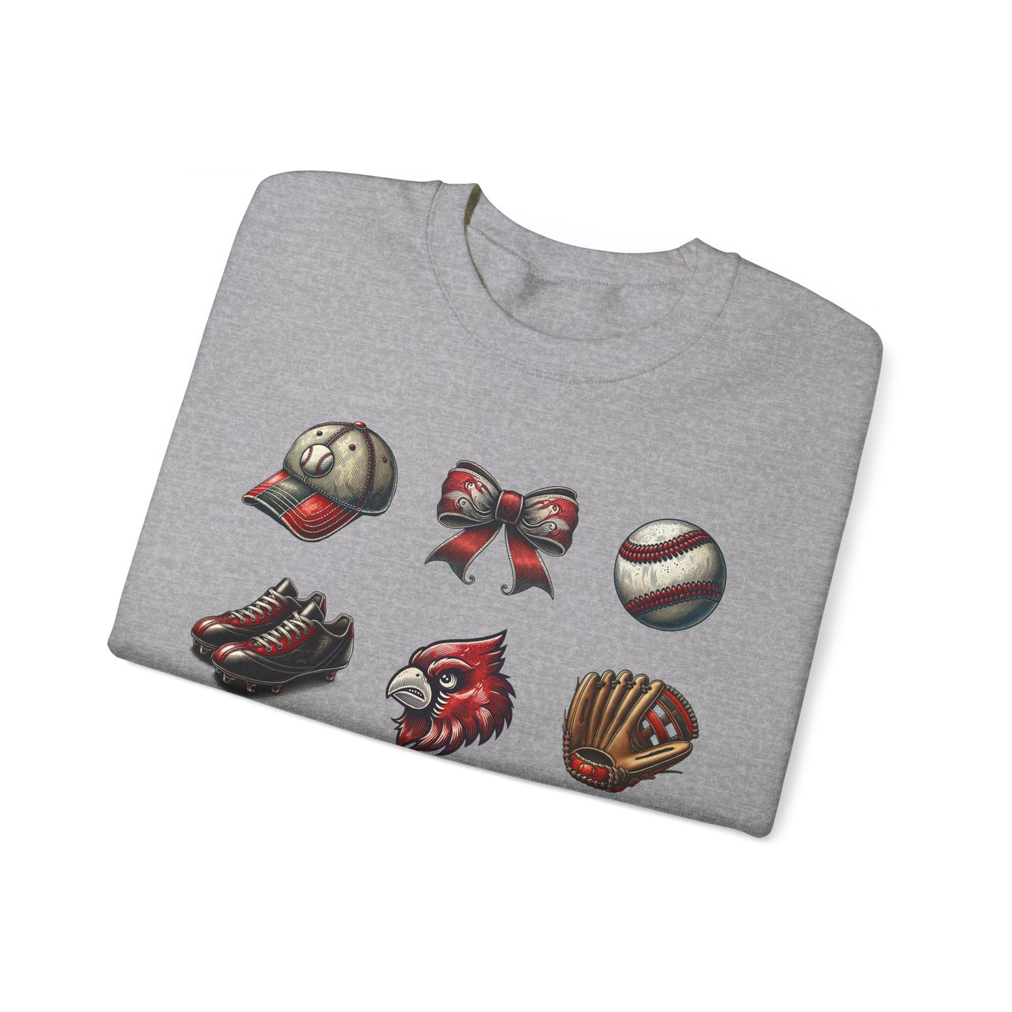 Cardinal Vintage Baseball Coquette - Unisex Heavy Blend™ Crewneck Sweatshirt