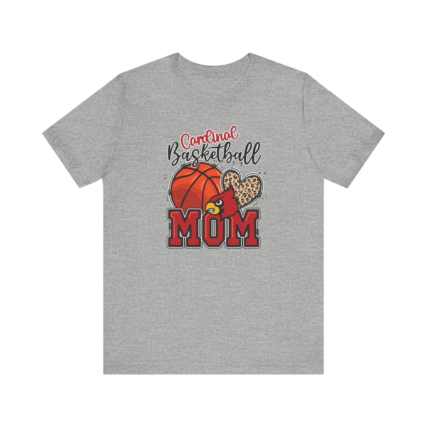 Cardinal Basketball Mom Leopard - Bella + Canvas Short Sleeve Tee