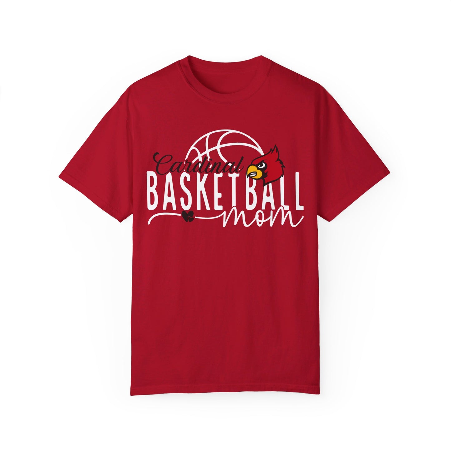 Cardinal Basketball Mom Hearts - Comfort Colors T-shirt