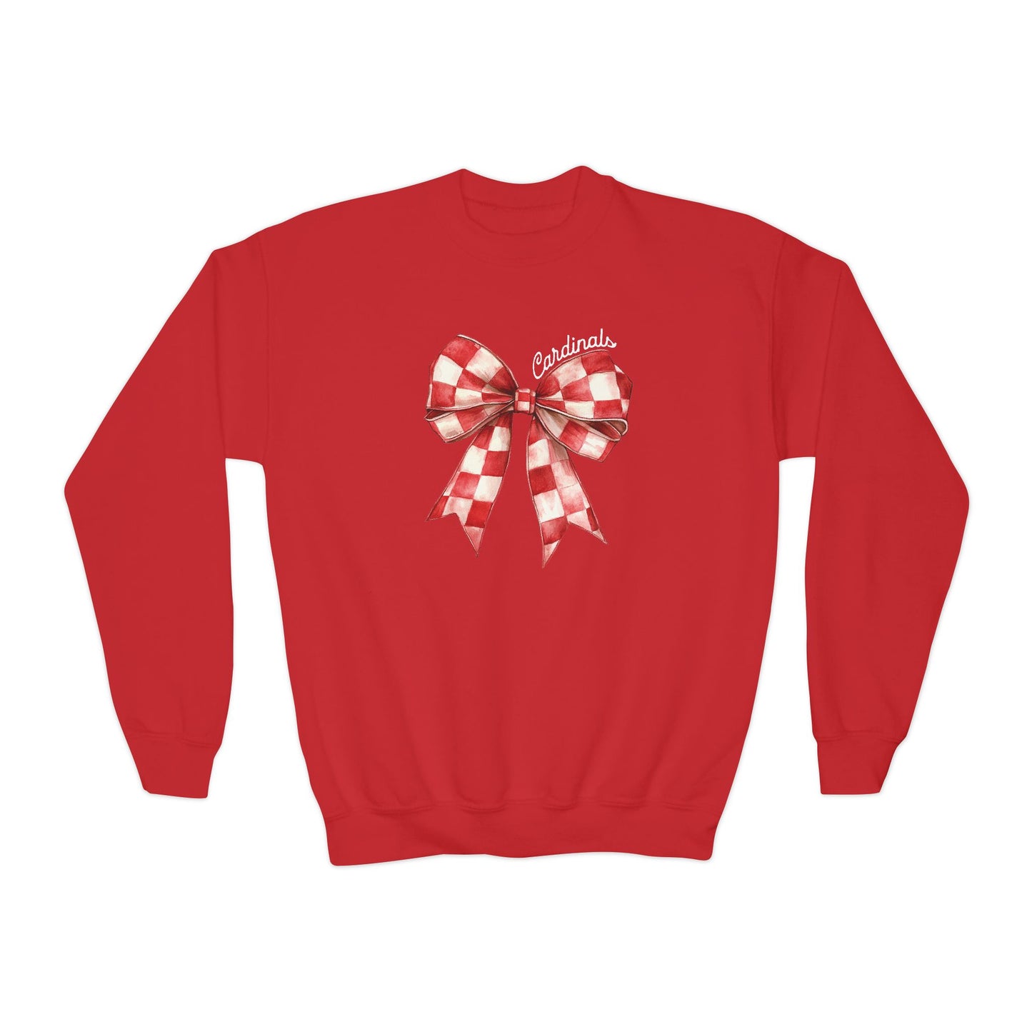 Coquette Red Bow Cardinals - Youth Crew Sweatshirt