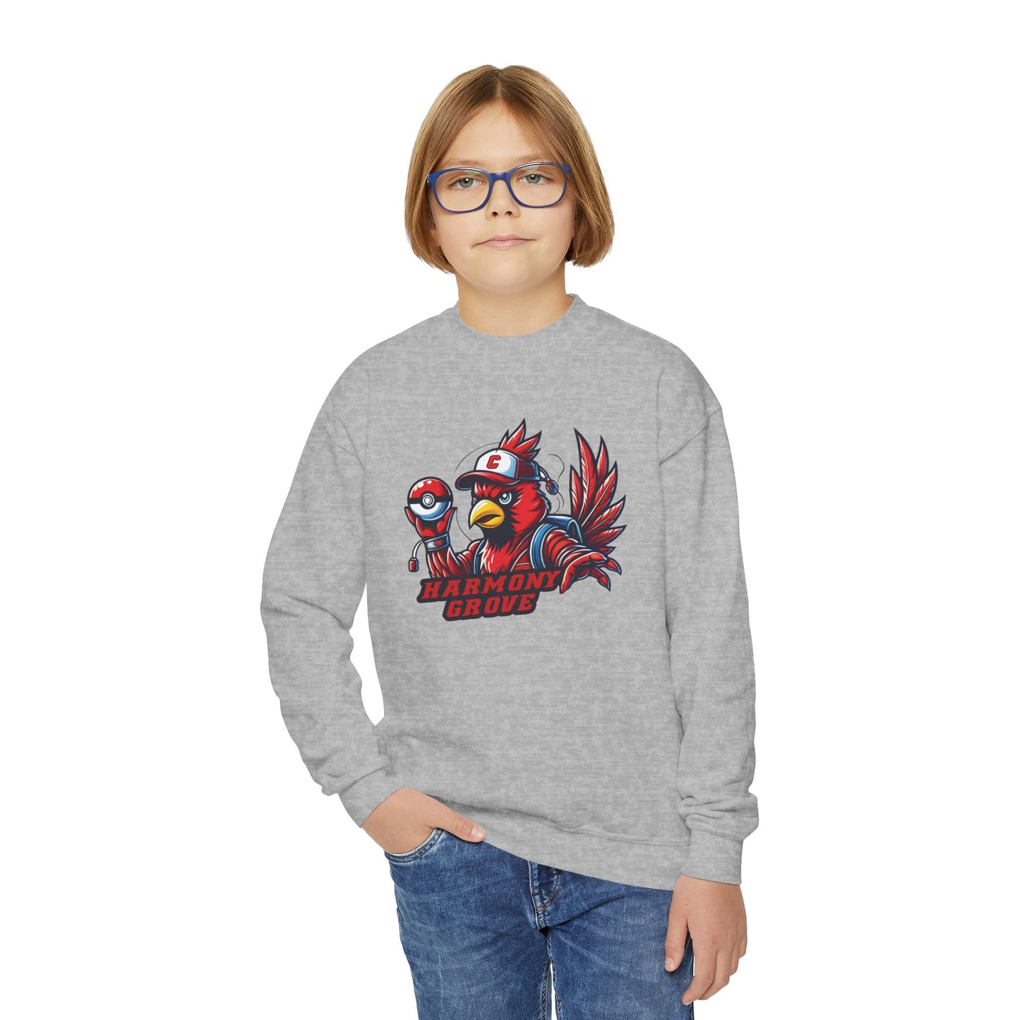 Cartoon Harmony Grove Cardinal - Youth Crew Sweatshirt