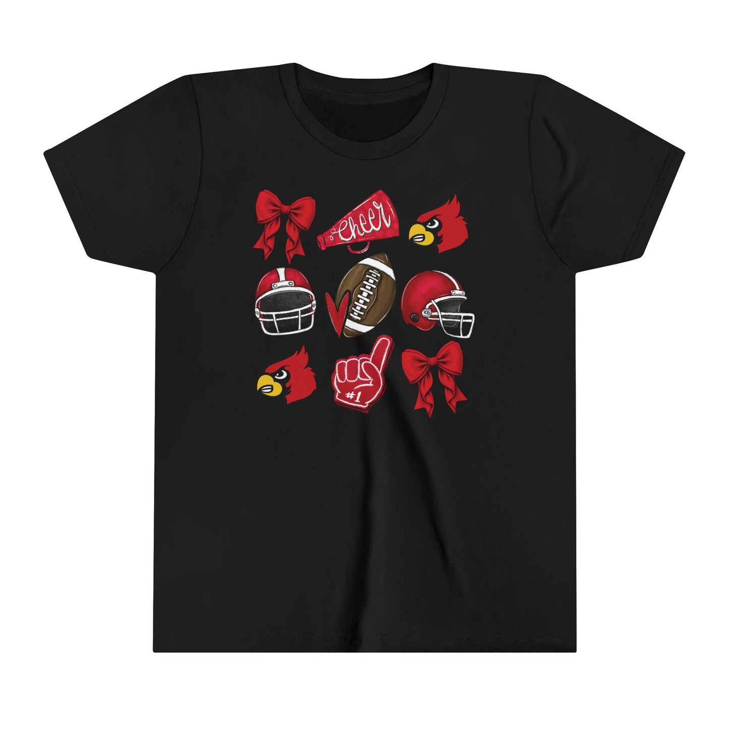 Football and Cheer Coquette - Bella + Canvas Youth Tee