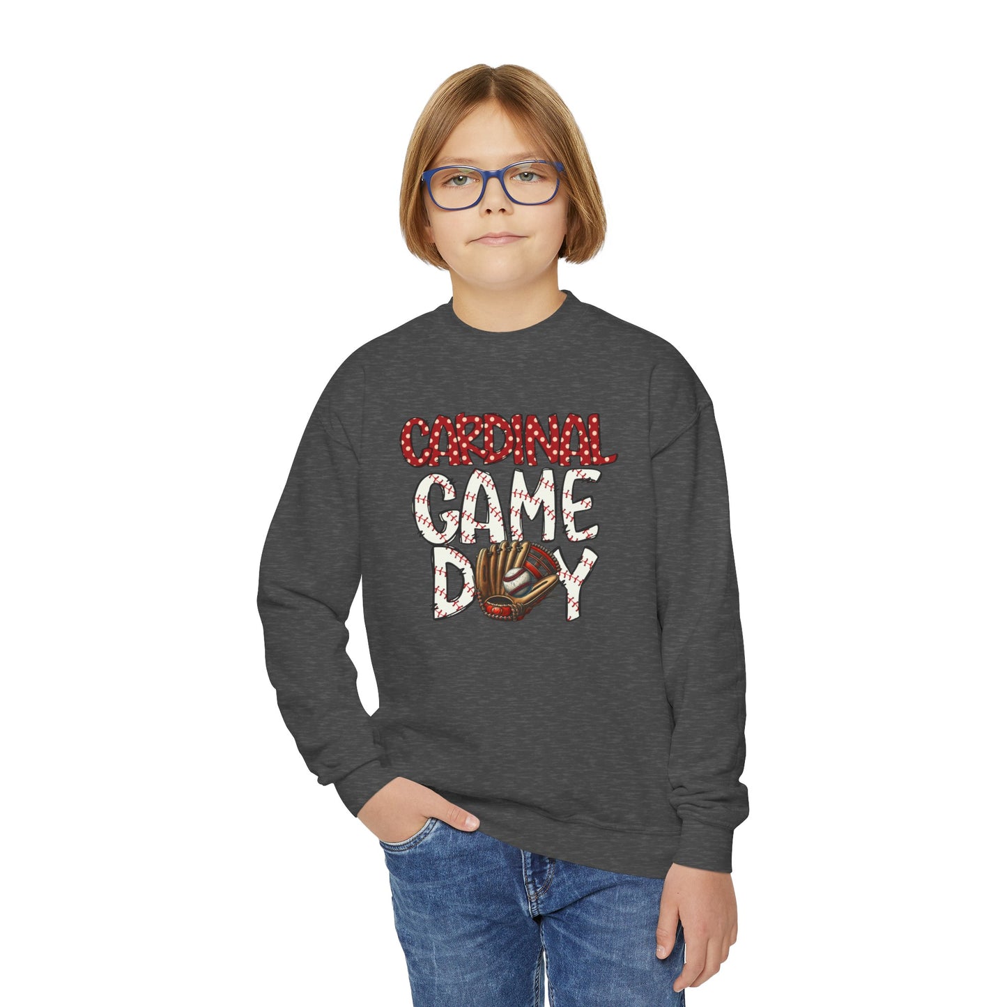 Cardinal Game Day Baseball - Youth Crew Sweatshirt