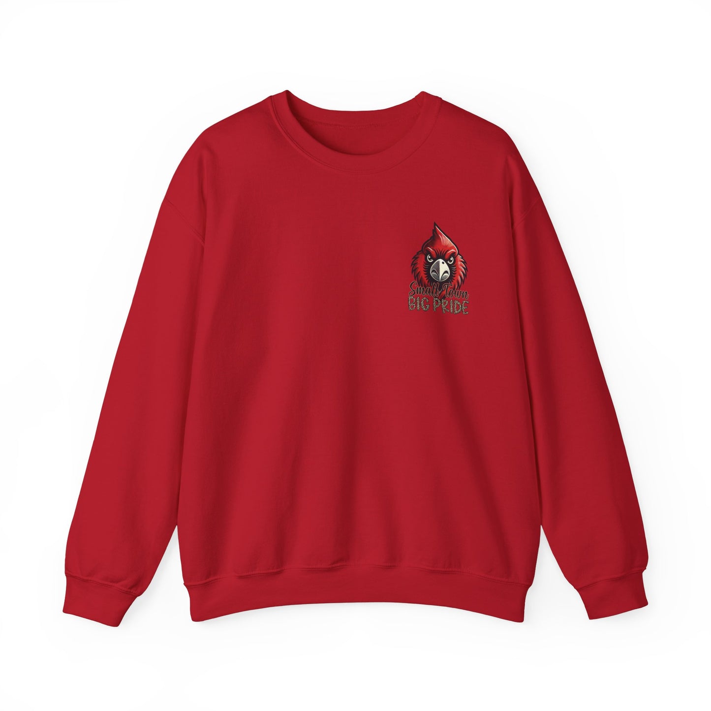Cardinal Small Town Big Pride Back Design - Unisex Heavy Blend™ Crewneck Sweatshirt