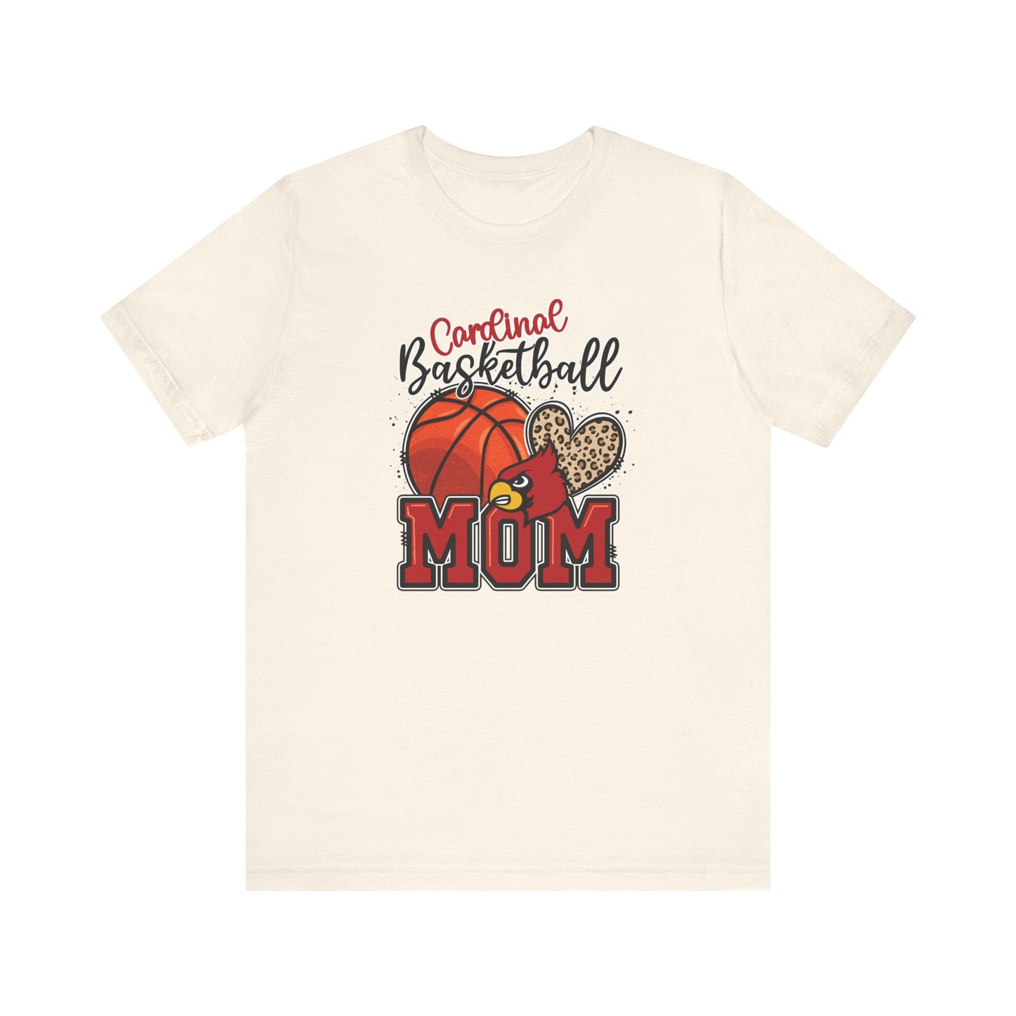 Cardinal Basketball Mom Leopard - Bella + Canvas Short Sleeve Tee