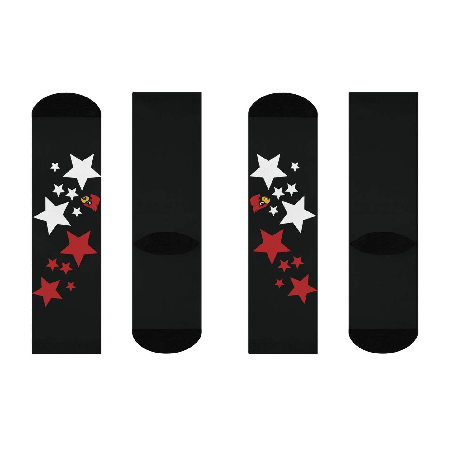Cardinals Stars - Black Cushioned Crew Socks