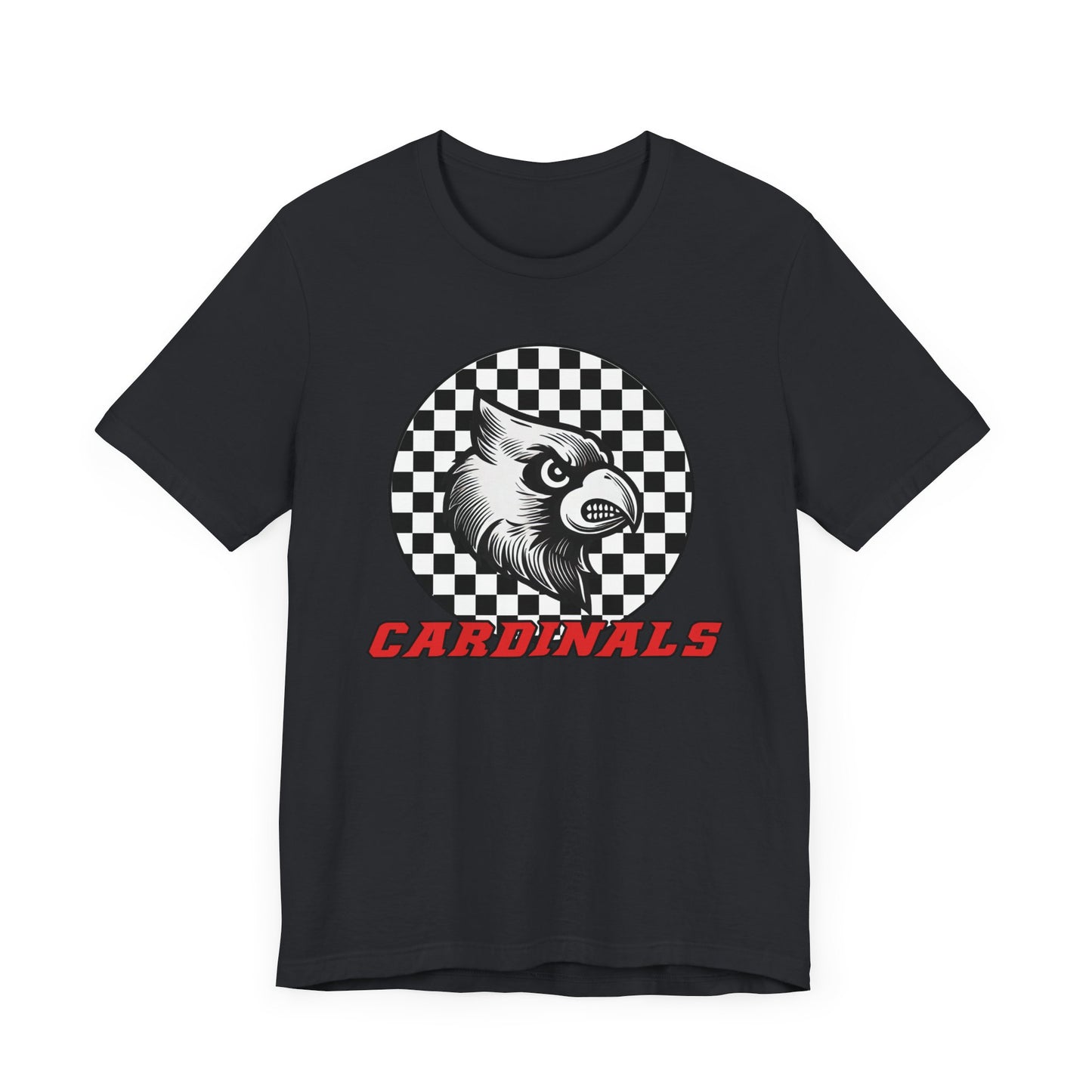 Cardinals Black and White Checkerboard - Bella + Canvas Short Sleeve Tee