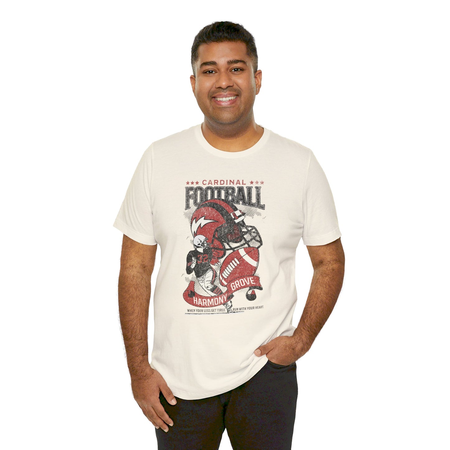 Vintage Cardinal Football - Bella + Canvas Short Sleeve Tee