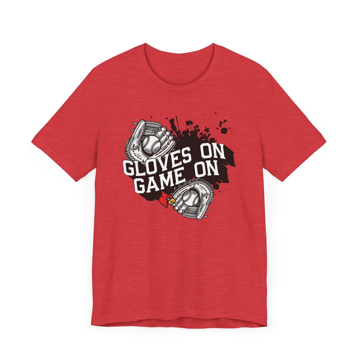 Gloves on Game On Baseball and Softball - Bella + Canvas Short Sleeve Tee