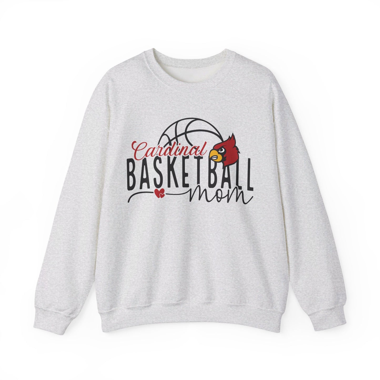 Cardinal Basketball Mom Hearts - Unisex Heavy Blend™ Crewneck Sweatshirt