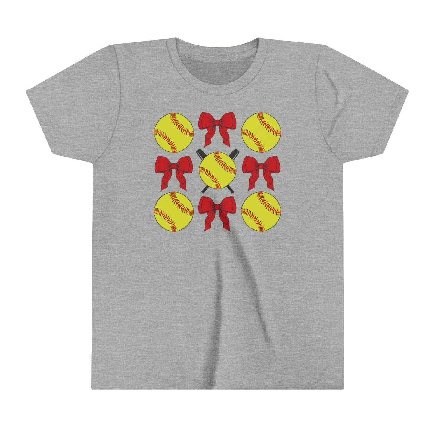 Softball and Bow Coquette - Bella + Canvas Youth Tee