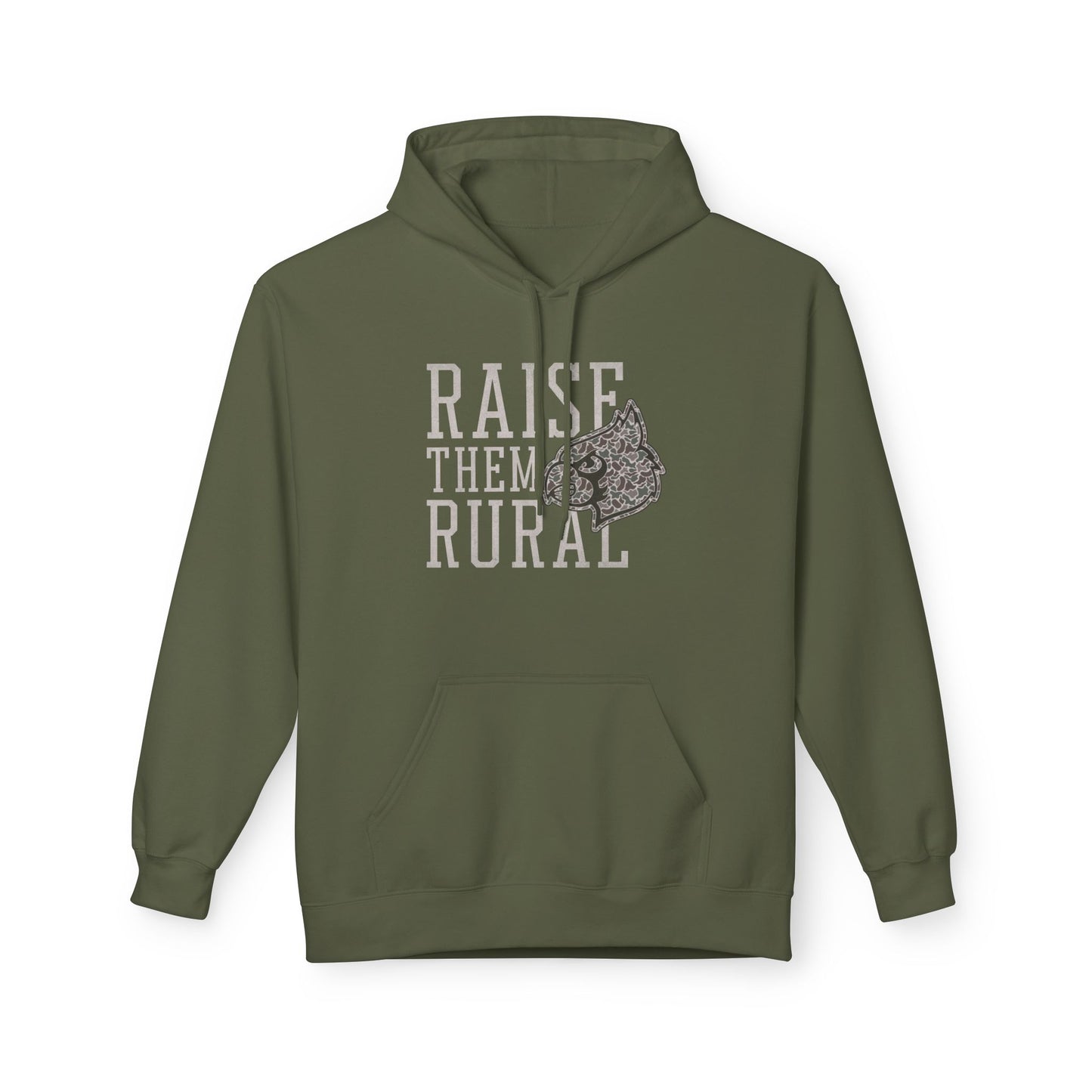 Old School Camo Raise them Rural Cardinal Football - Midweight Softstyle Fleece Hoodie