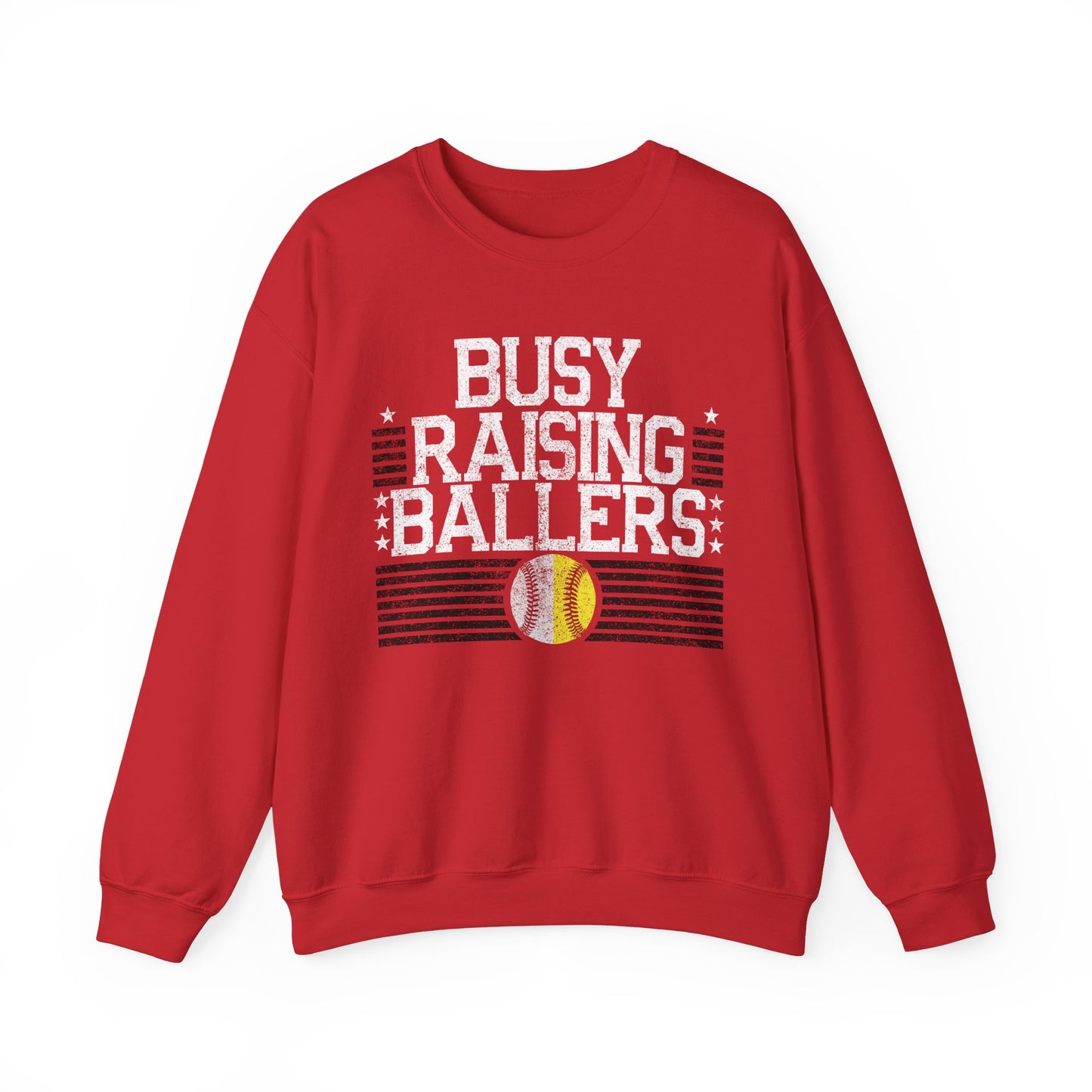 Busy Raising Ballers Baseball and Softball - Unisex Heavy Blend™ Crewneck Sweatshirt