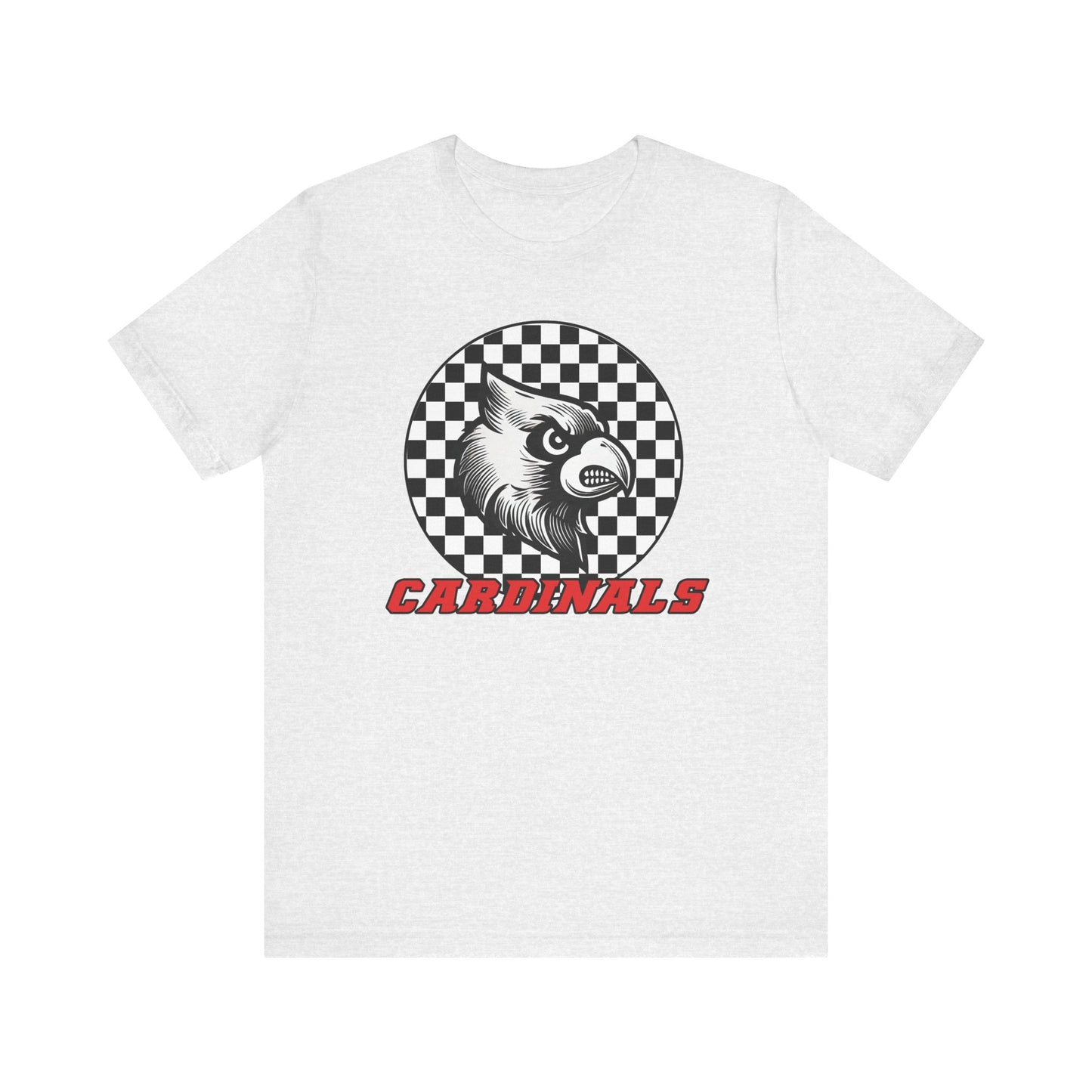Cardinals Black and White Checkerboard - Bella + Canvas Short Sleeve Tee