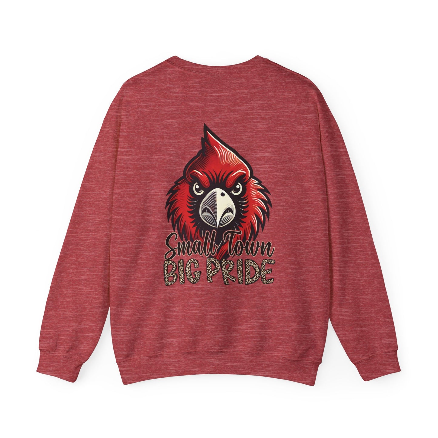 Cardinal Small Town Big Pride Back Design - Unisex Heavy Blend™ Crewneck Sweatshirt