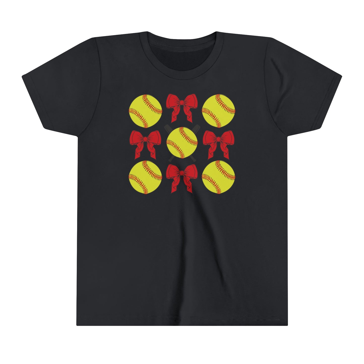 Softball and Bow Coquette - Bella + Canvas Youth Tee