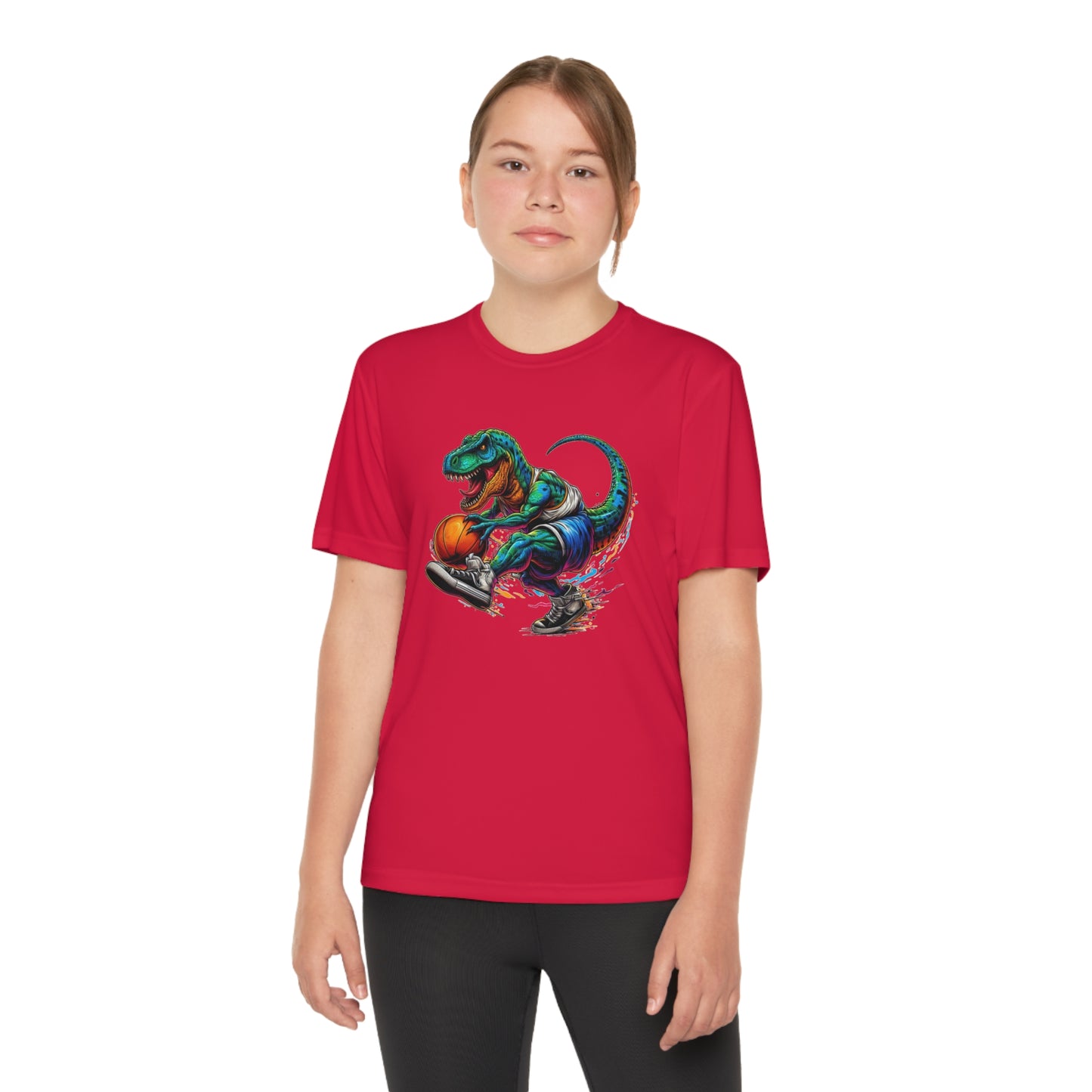 Basketball Dinosaur - Youth Sport-Tek® Competitor™ Tee