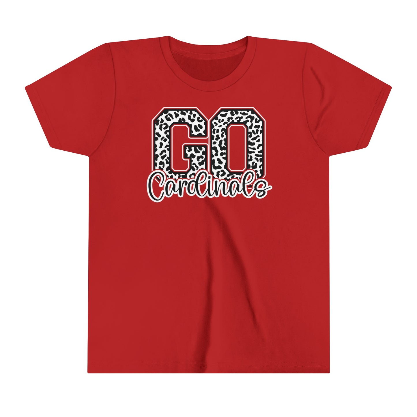 Go Cardinals Leopard Letters - Bella + Canvas Youth Tee