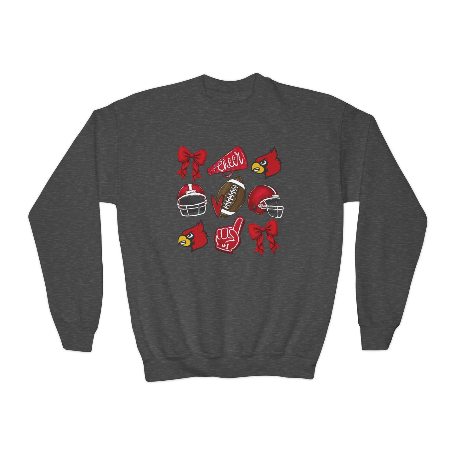 Football and Cheer Coquette - Youth Crew Sweatshirt