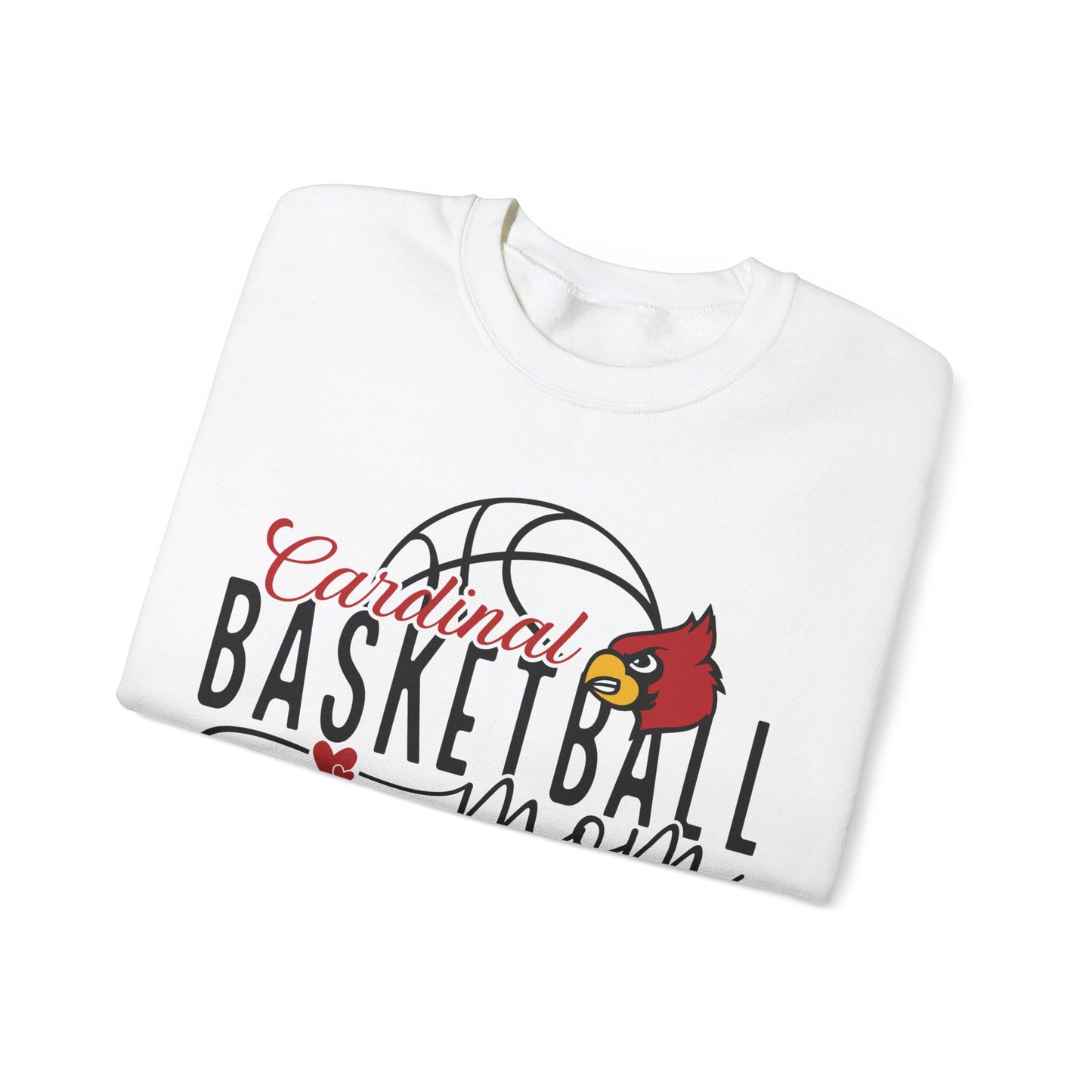 Cardinal Basketball Mom Hearts - Unisex Heavy Blend™ Crewneck Sweatshirt