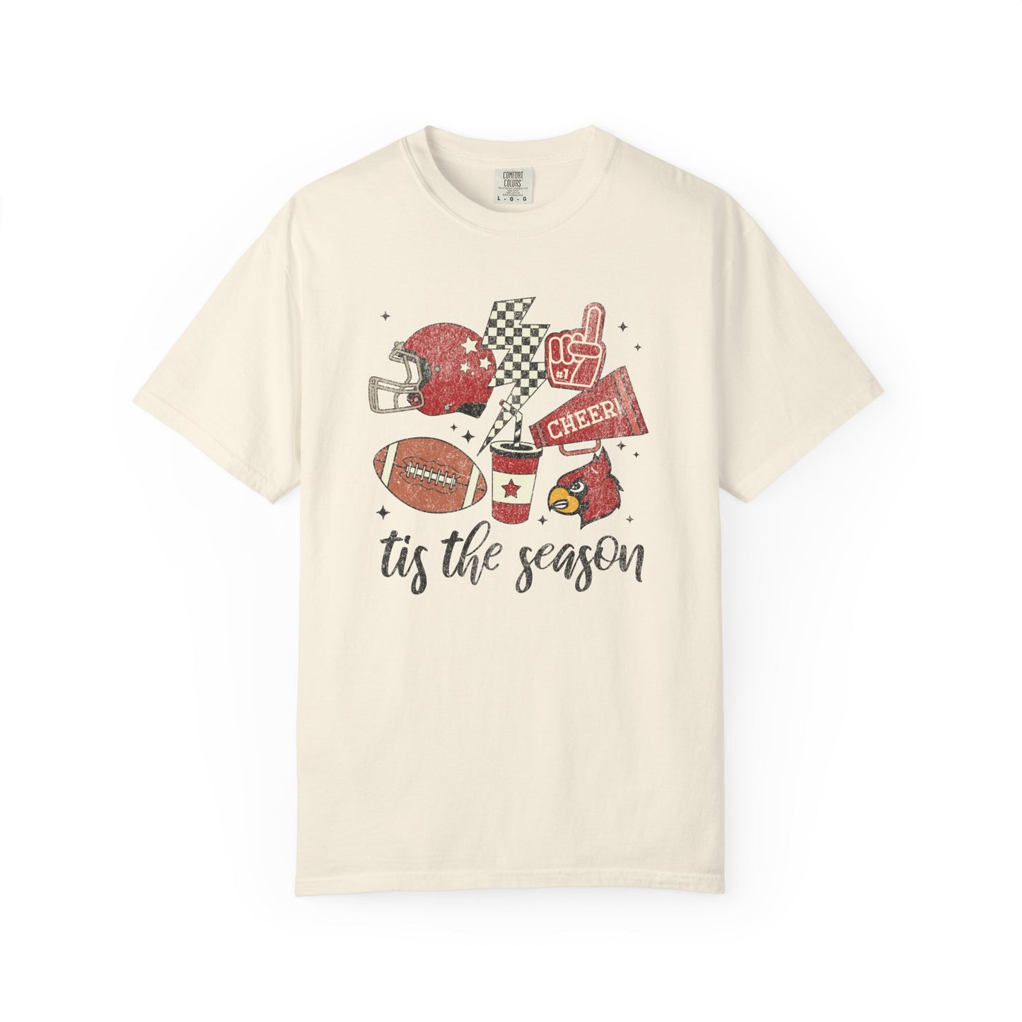 Cardinal Tis the Season Football - Comfort Colors T Shirt