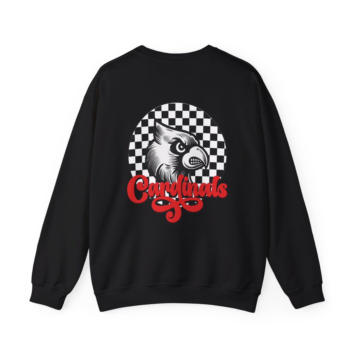Black and White Check Cardinal Script - Unisex Heavy Blend™ Crewneck Sweatshirt