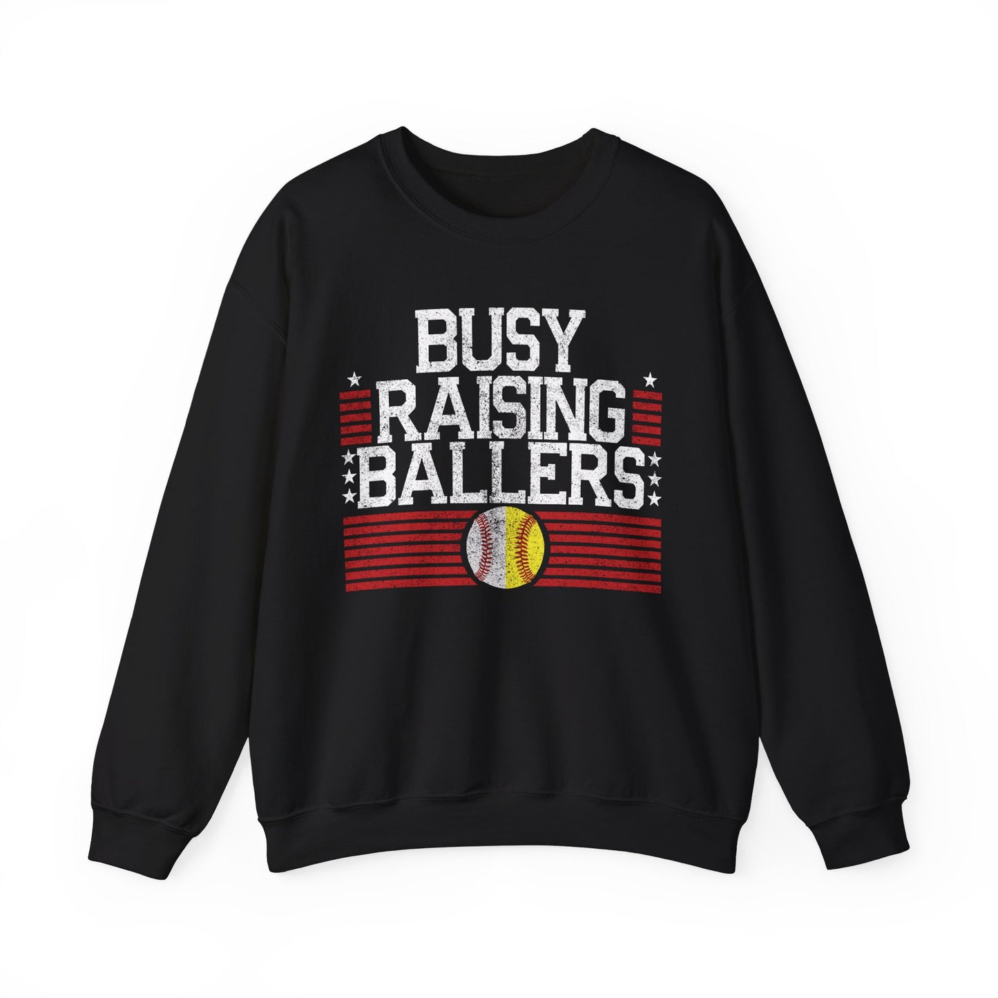 Busy Raising Ballers Baseball and Softball - Unisex Heavy Blend™ Crewneck Sweatshirt