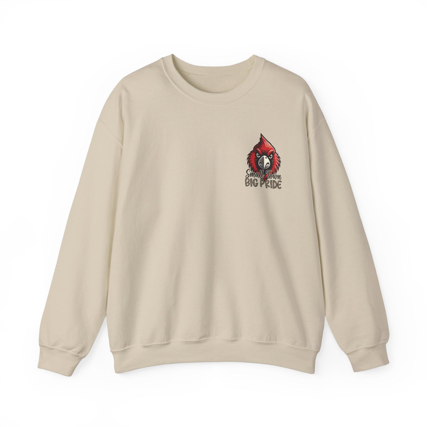 Cardinal Small Town Big Pride Back Design - Unisex Heavy Blend™ Crewneck Sweatshirt
