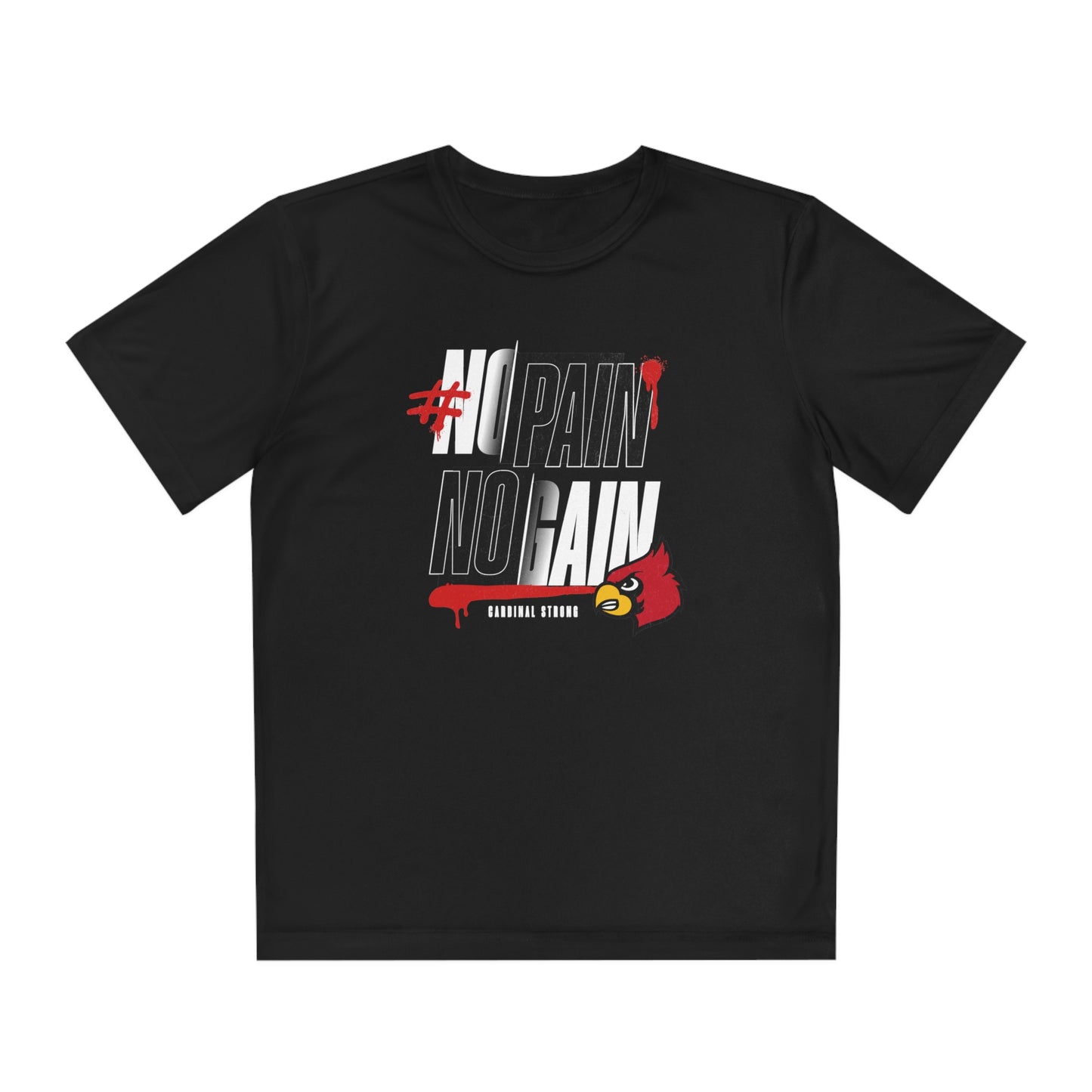 No Pain No Gain Cardinal - Youth Sport-Tek® Competitor™ Tee