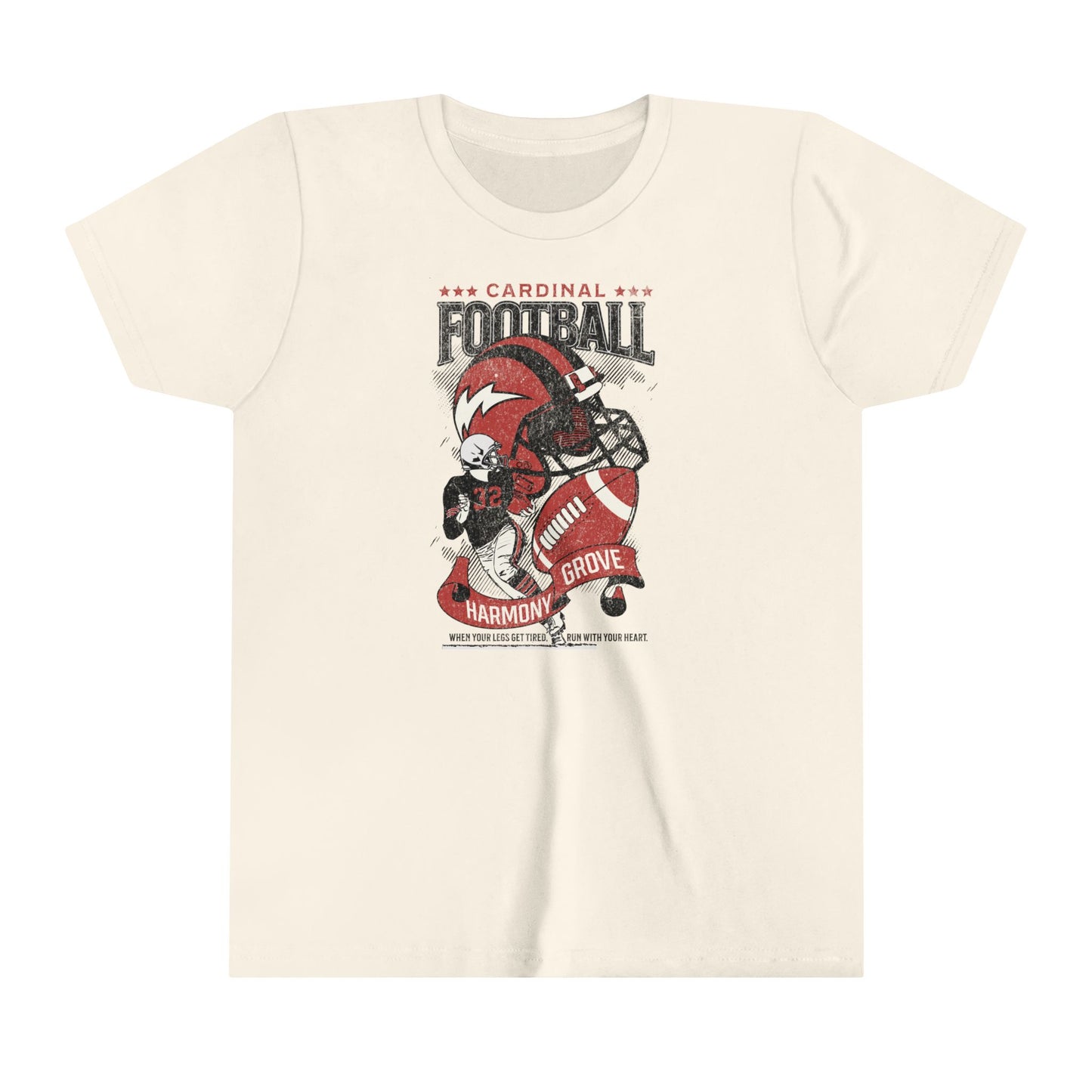 Vintage Cardinal Football - Bella + Canvas Youth Tee
