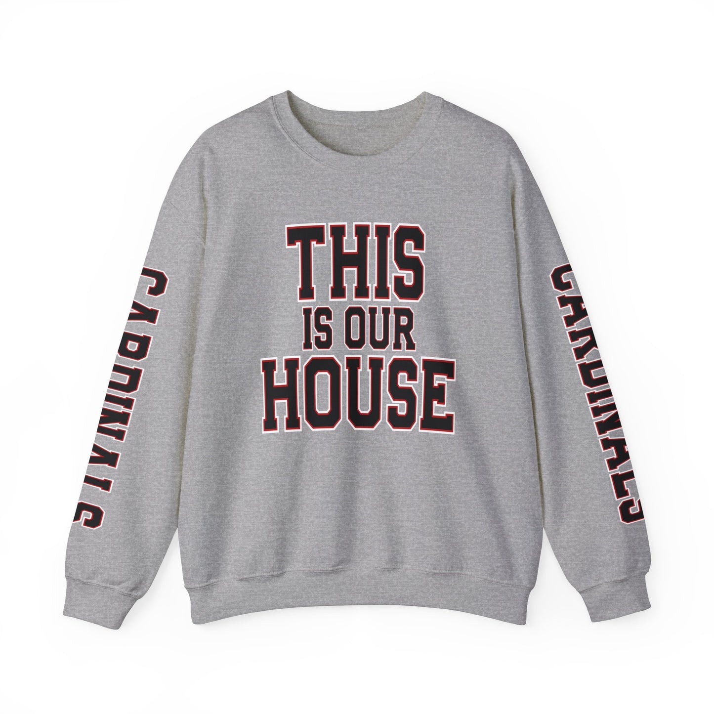This is Our House Cardinals Sleeves - Unisex Heavy Blend™ Crewneck Sweatshirt