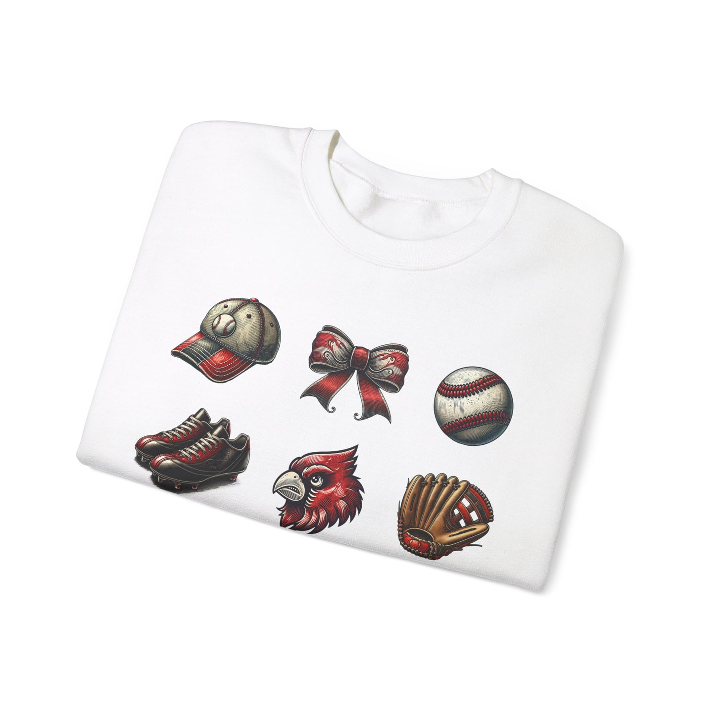 Cardinal Vintage Baseball Coquette - Unisex Heavy Blend™ Crewneck Sweatshirt
