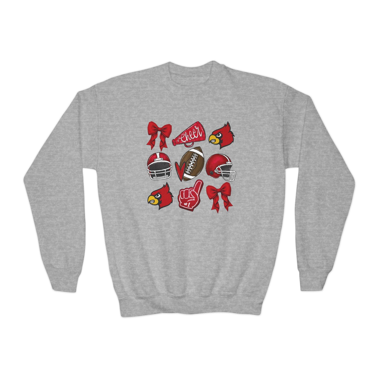 Football and Cheer Coquette - Youth Crew Sweatshirt