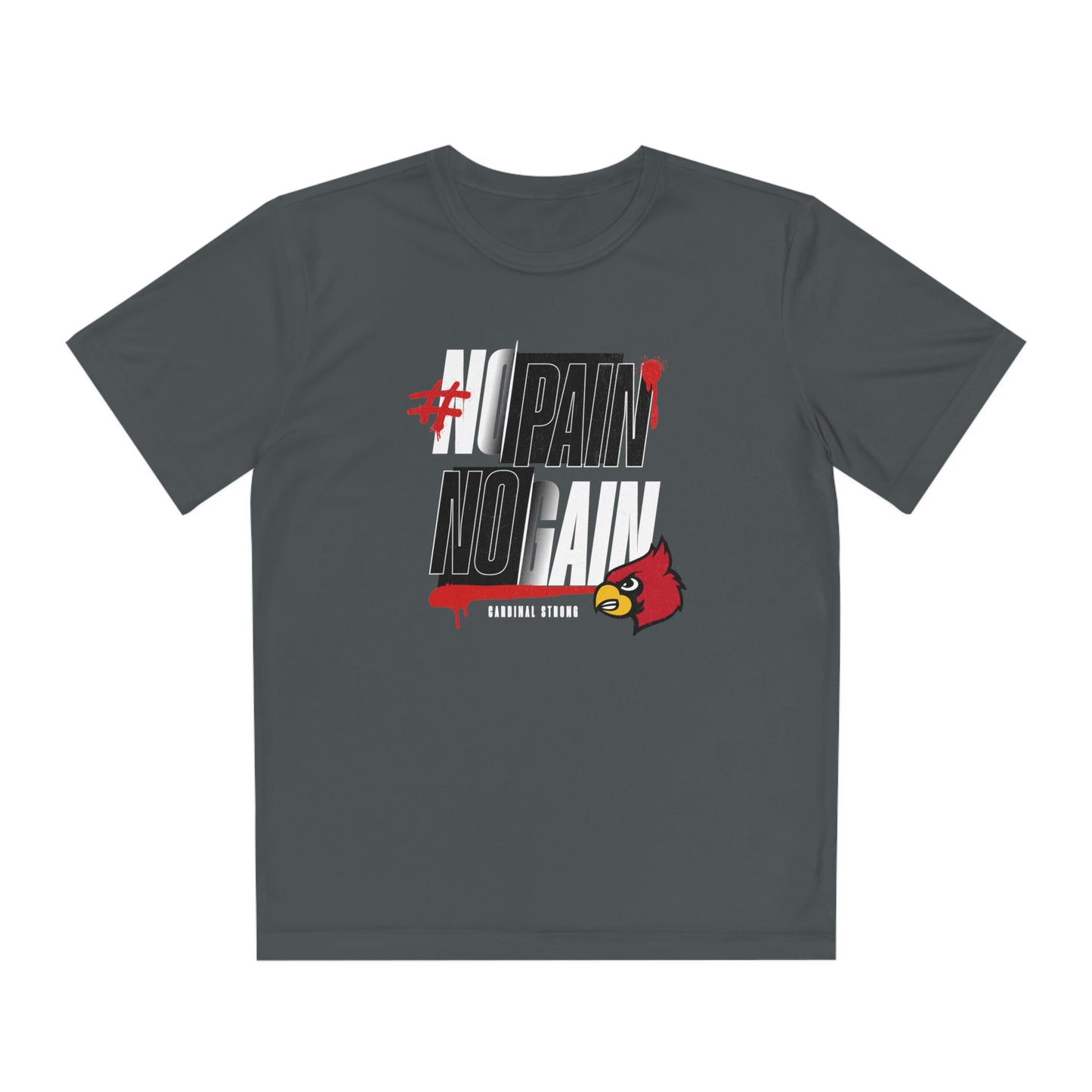 No Pain No Gain Cardinal - Youth Sport-Tek® Competitor™ Tee