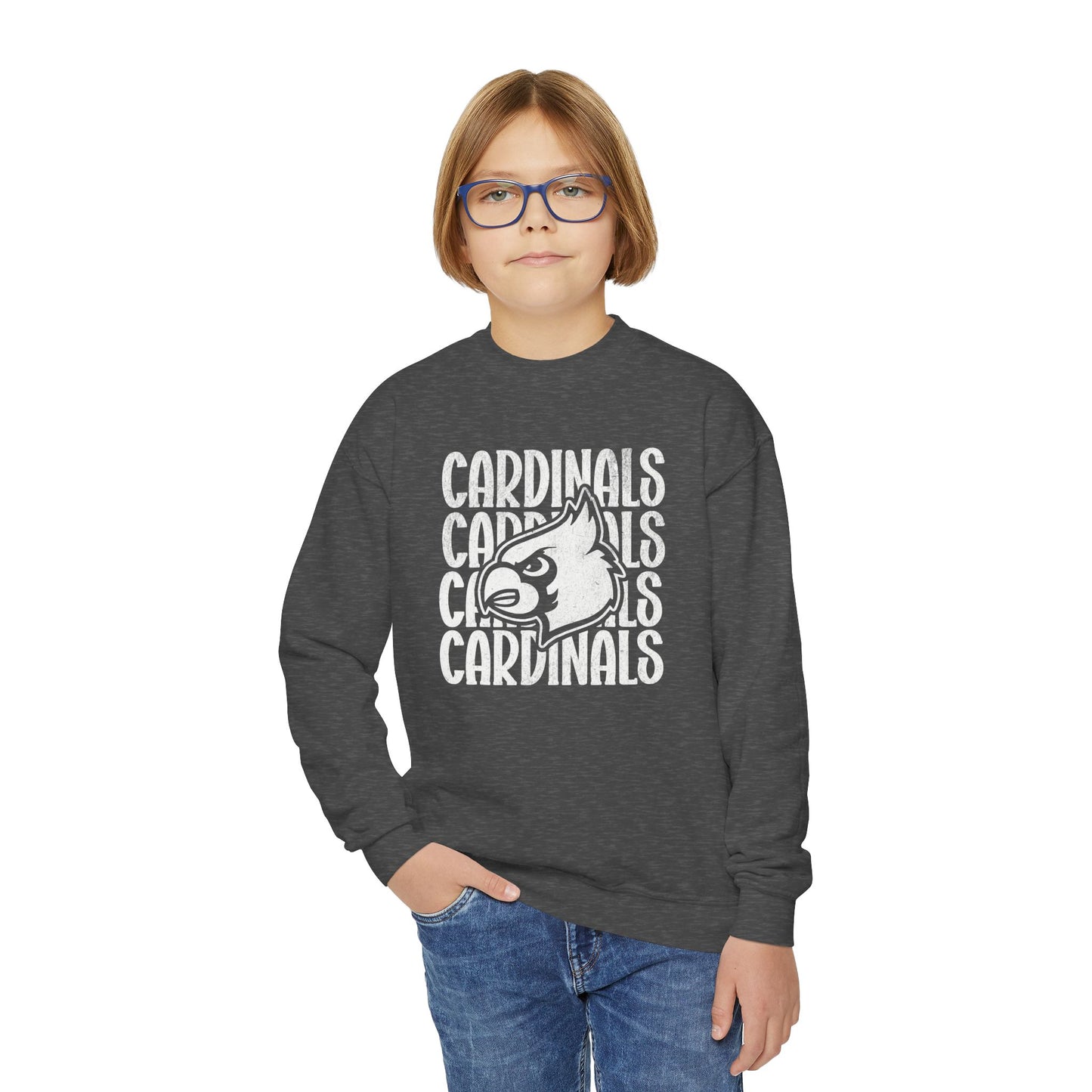 Vintage Cardinal 4 - Youth Crew Sweatshirt