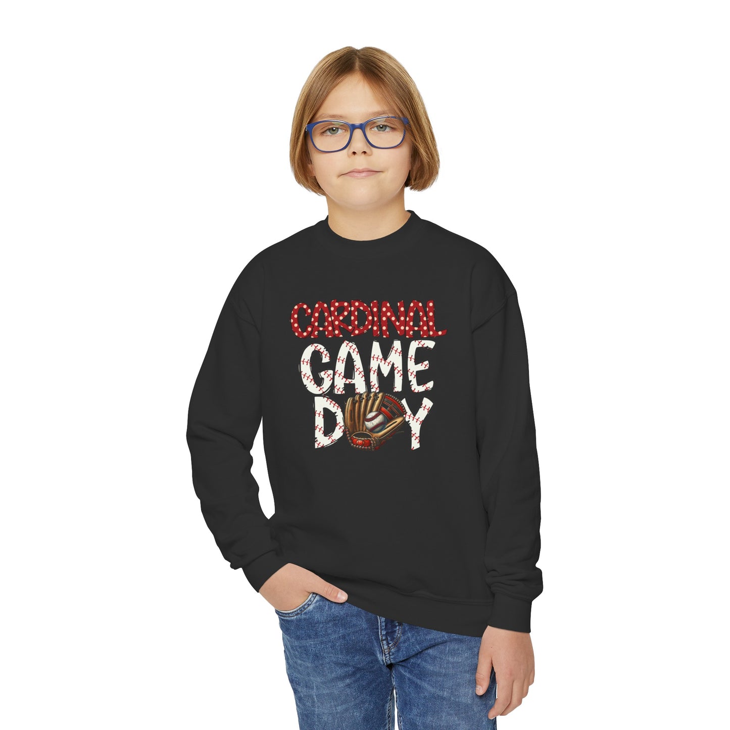 Cardinal Game Day Baseball - Youth Crew Sweatshirt