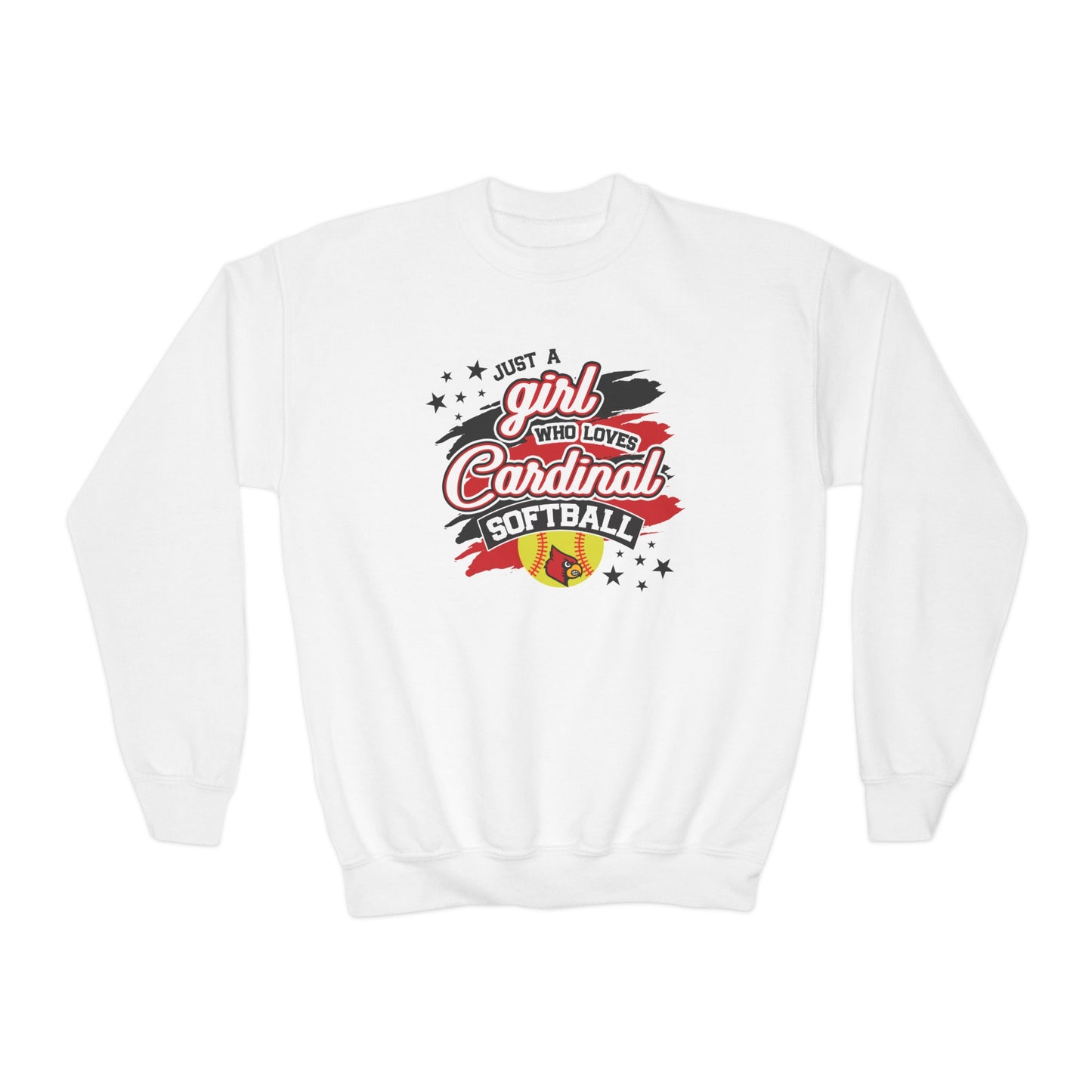 Just a Girl Who Loves Cardinal Softball - Youth Crew Sweatshirt