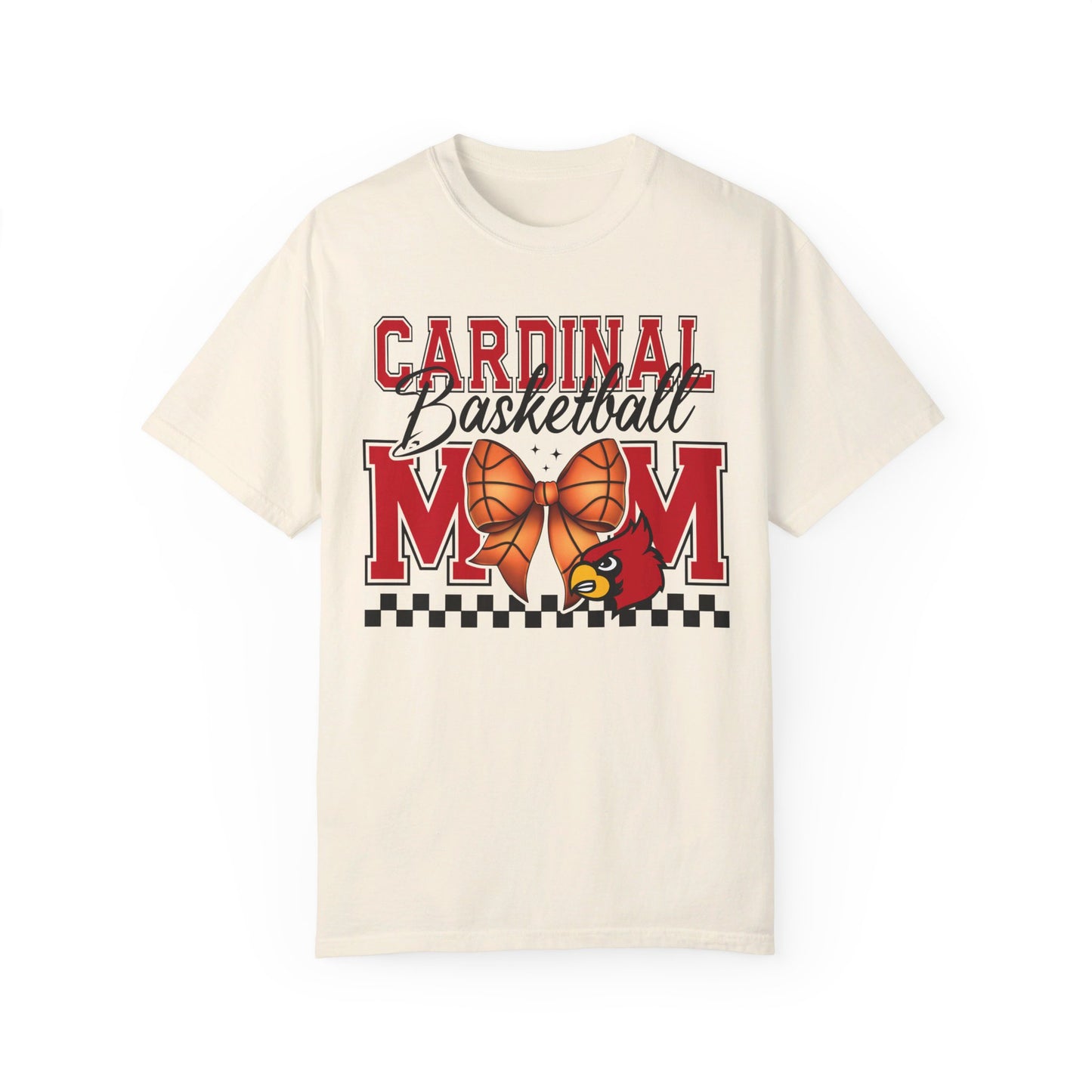 Cardinal Basketball Mom Checkerboard - Comfort Colors T-shirt